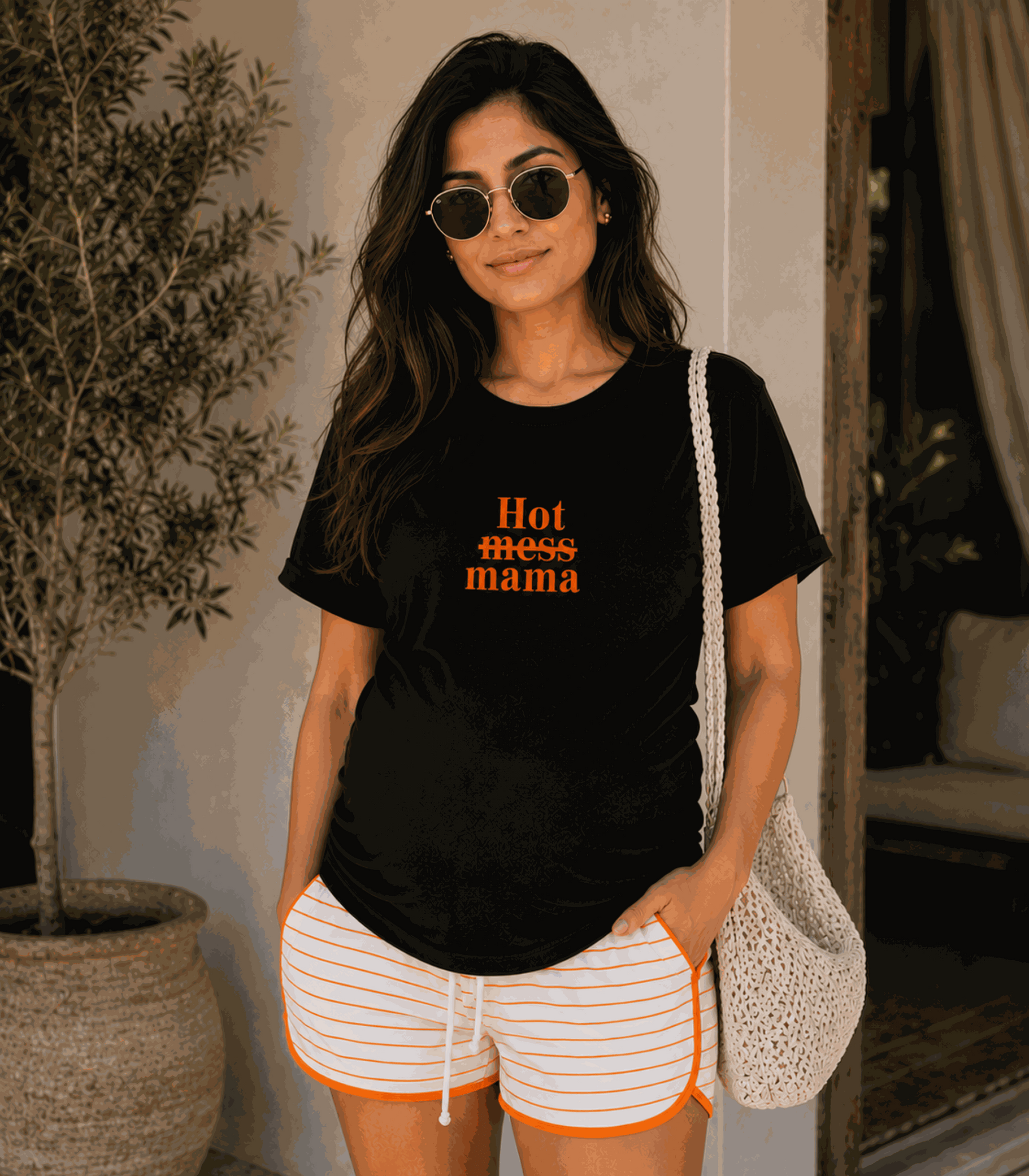 Hot Mamas | Women's Black T-shirt | Mom To Be
