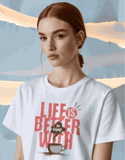 Life Better With Coffee | Women's Off-White T-shirt | Coffee