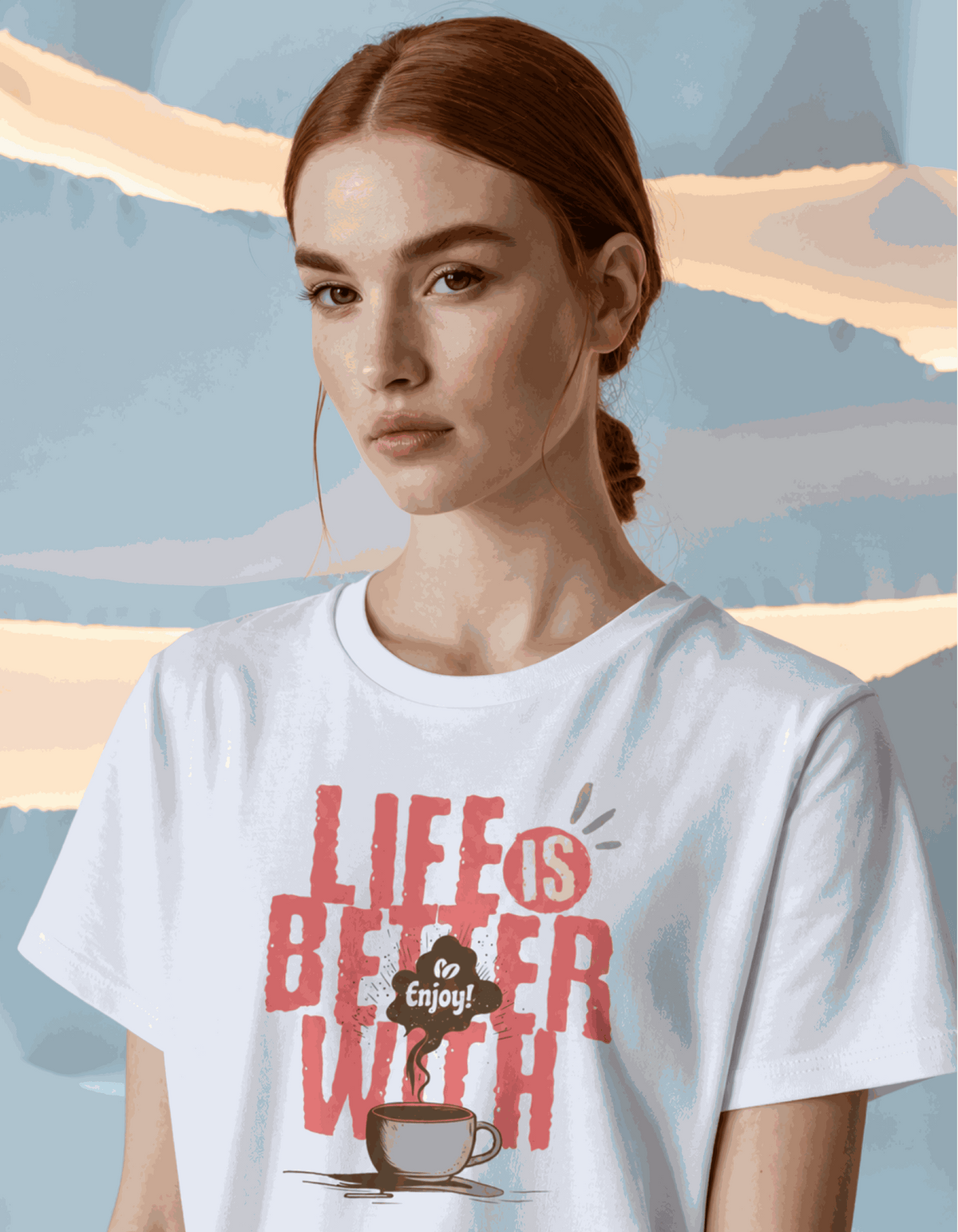 Life Better With Coffee | Women's Off-White T-shirt | Coffee