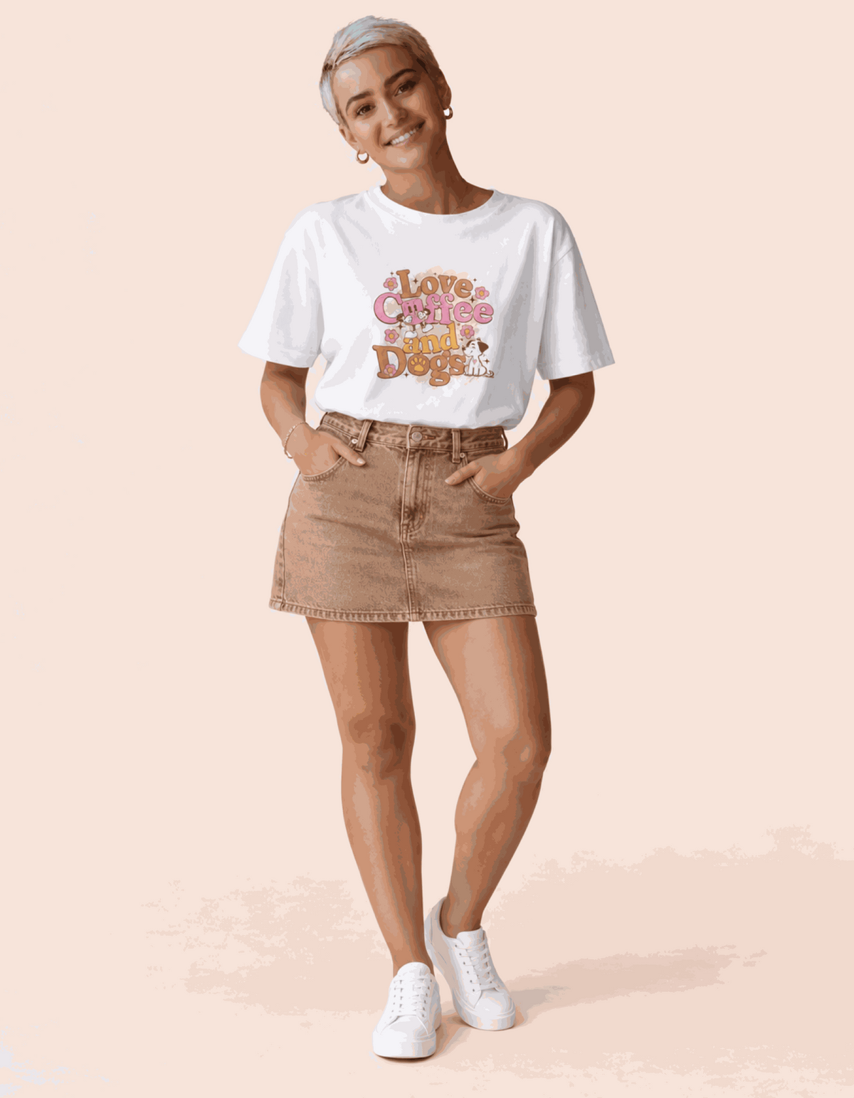 Love Coffee and Dogs | Women's Off-White T-shirt | Coffee