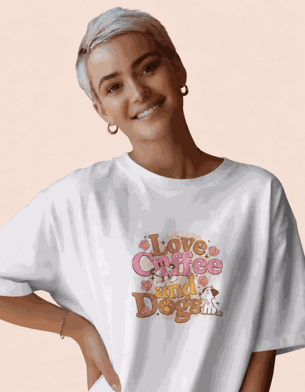 Love Coffee and Dogs | Women's Off-White T-shirt | Coffee