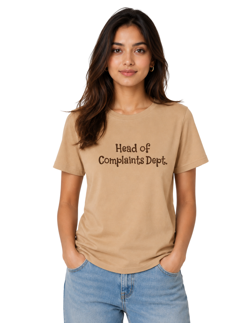 Head of complaints dept. | Women's Beige T-shirt | The Sibling Edit