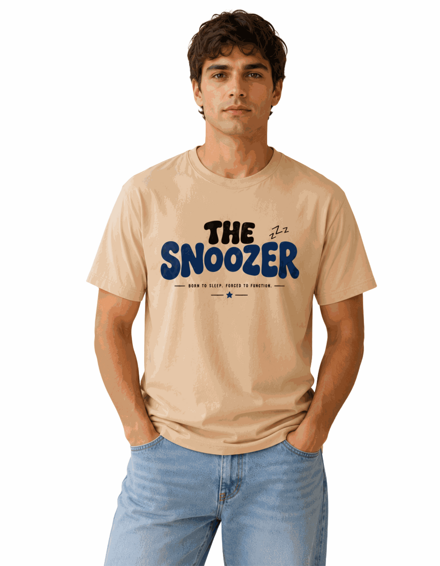 The snoozer | Men's Peach T-shirt | The Sibling Edit