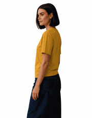 Raccoon Morning | Women's Mustard T-shirt | Coffee