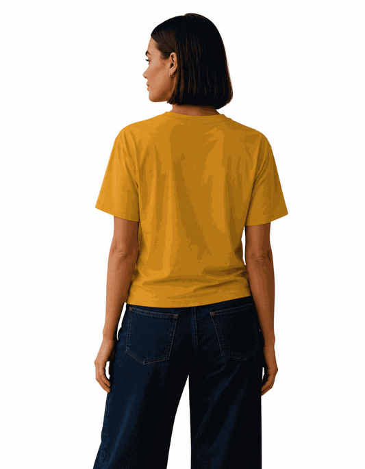 Raccoon Morning | Women's Mustard T-shirt | Coffee