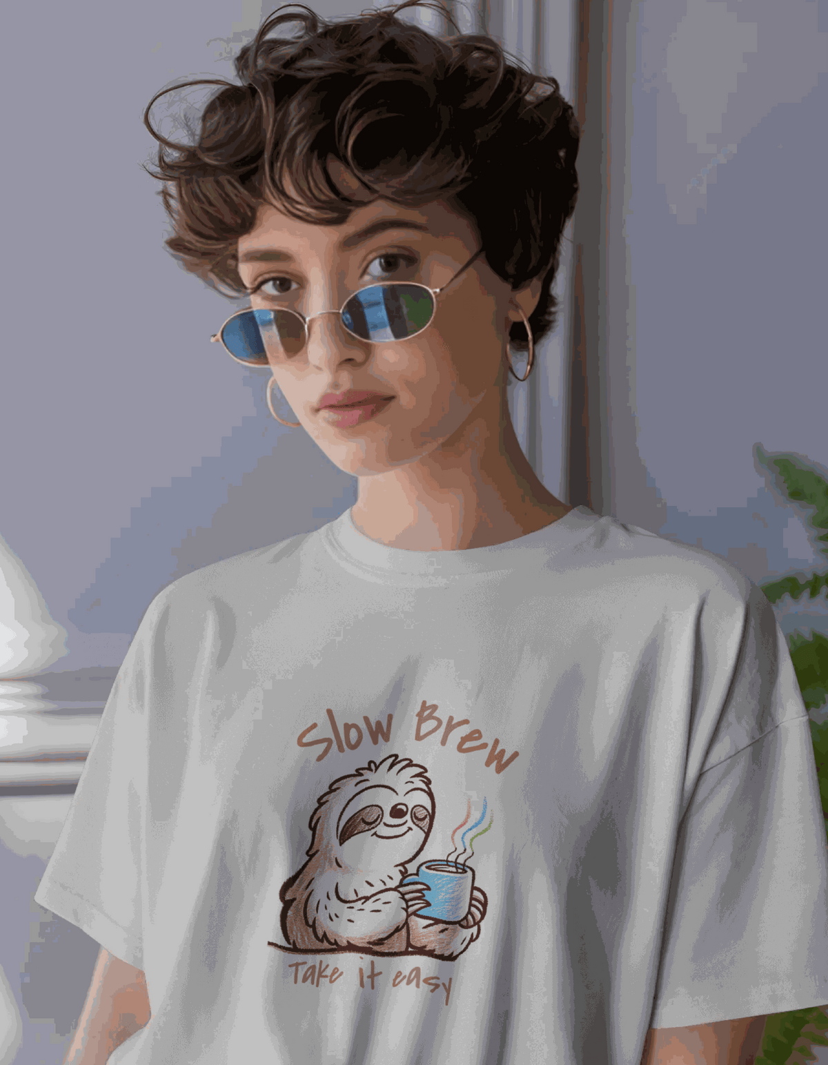 Slow Brew | Women's Off-White T-shirt | Coffee