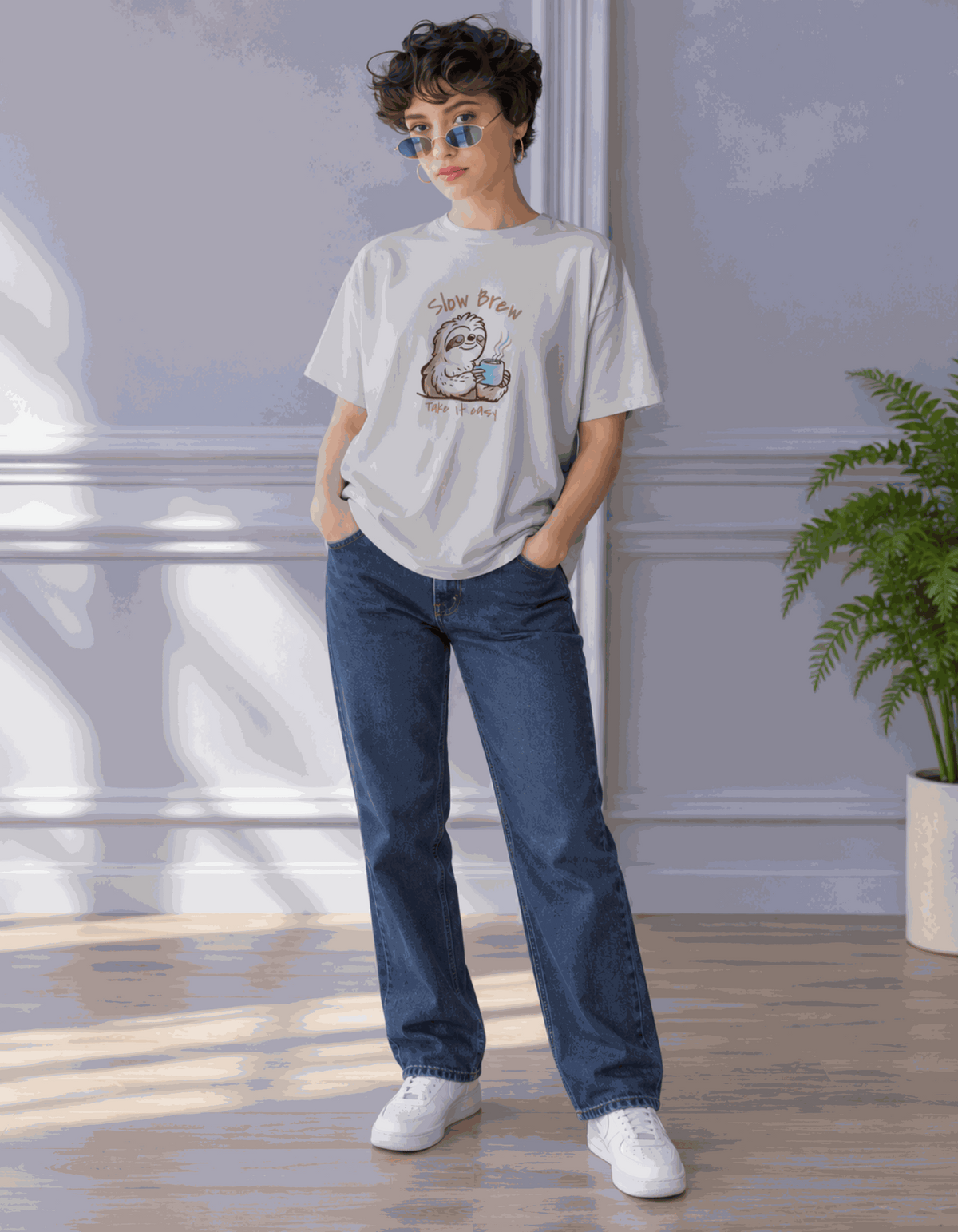 Slow Brew | Women's Off-White T-shirt | Coffee