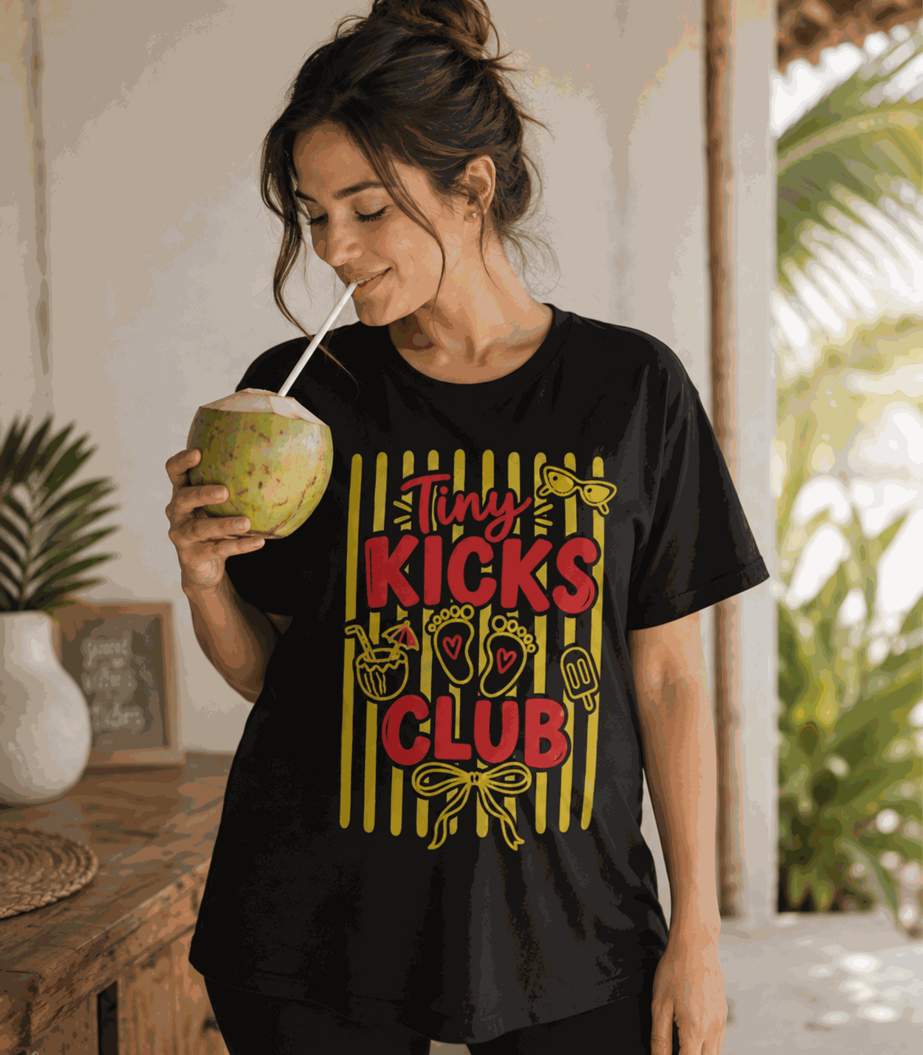 Tiny Kicks Club | Women's Black T-shirt | Mom To Be