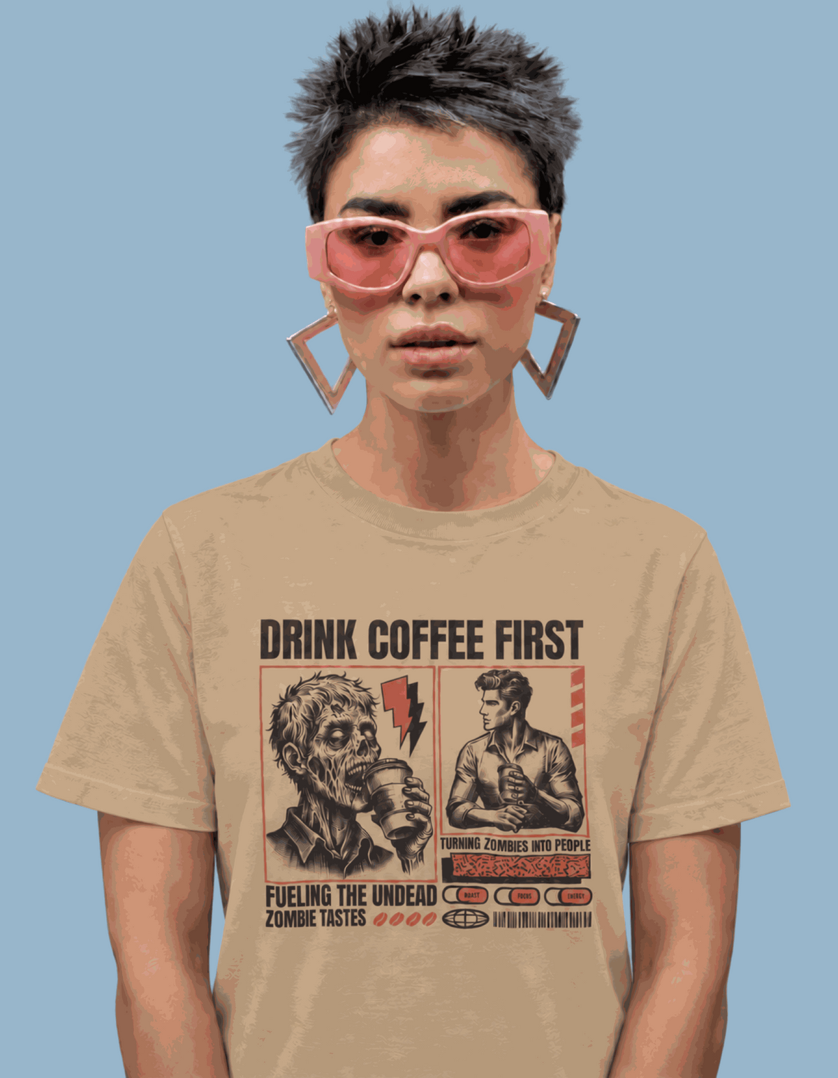 Zombie Coffee | Women's Beige T-shirt | Coffee