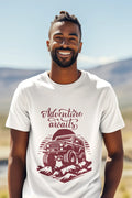 Adventure Awaits' Off-Roading T-Shirt | Men's Off-White T-shirt for Travel and Adventure Lovers
