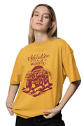 Adventure Awaits' Off-Roading T-Shirt | Women's Mustard T-shirt for Travel and Adventure Lovers