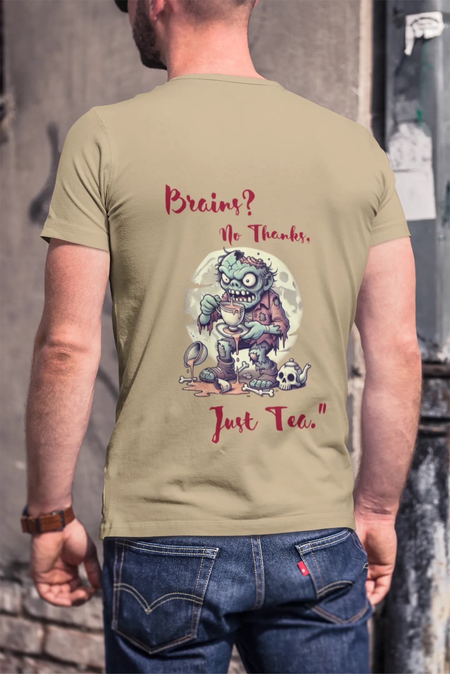 "Brains? No Thanks, Just Tea" | Men’s T-shirt for Tea Lovers