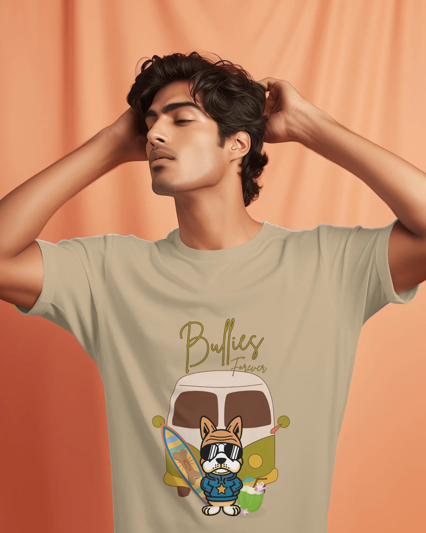 "Bullies Forever Surf Van T-Shirt – Cool French Bulldog Tee " | Men’s T-shirt for Animal Lovers