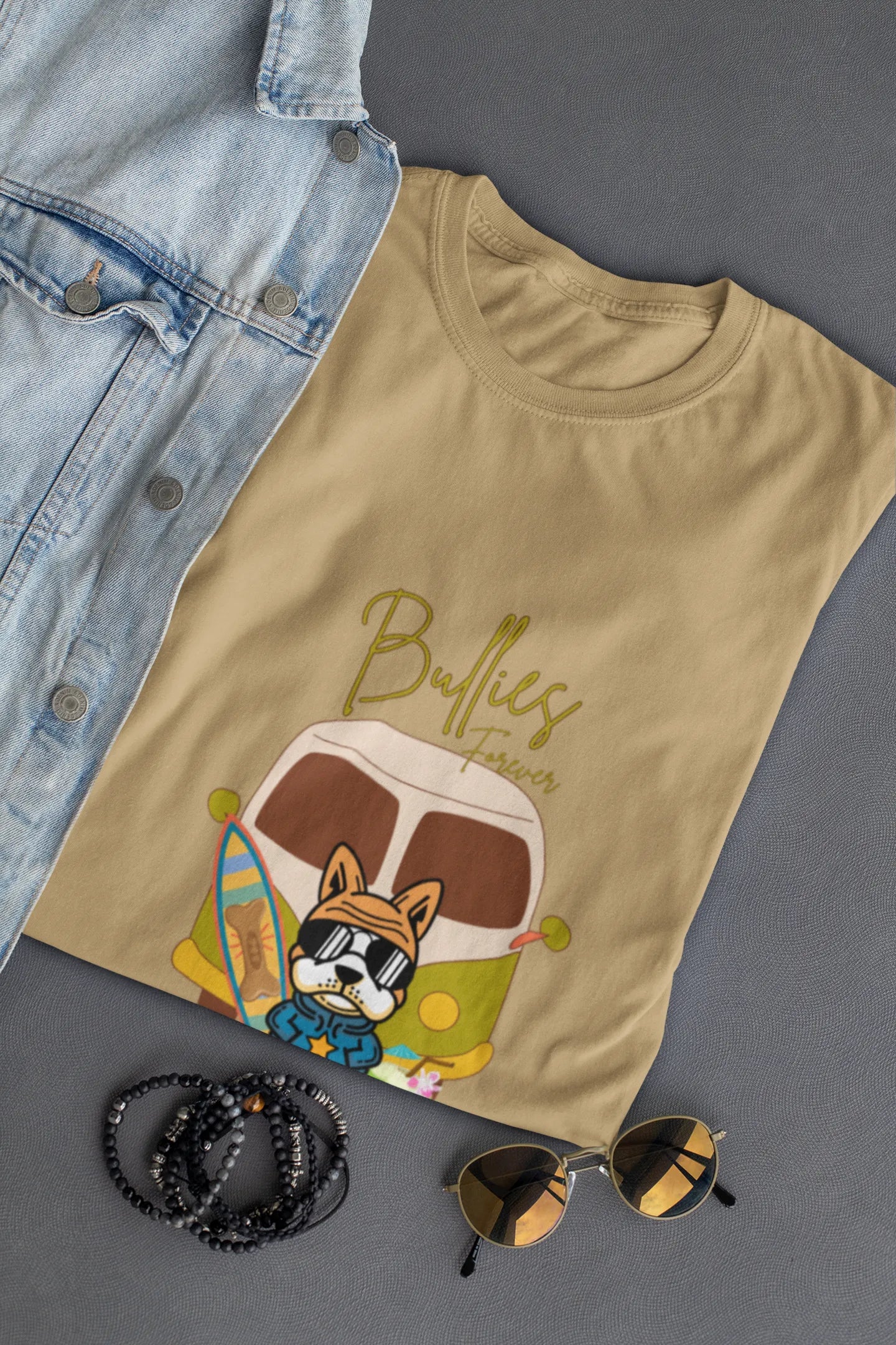 "Bullies Forever Surf Van T-Shirt – Cool French Bulldog Tee " | Men’s T-shirt for Animal Lovers