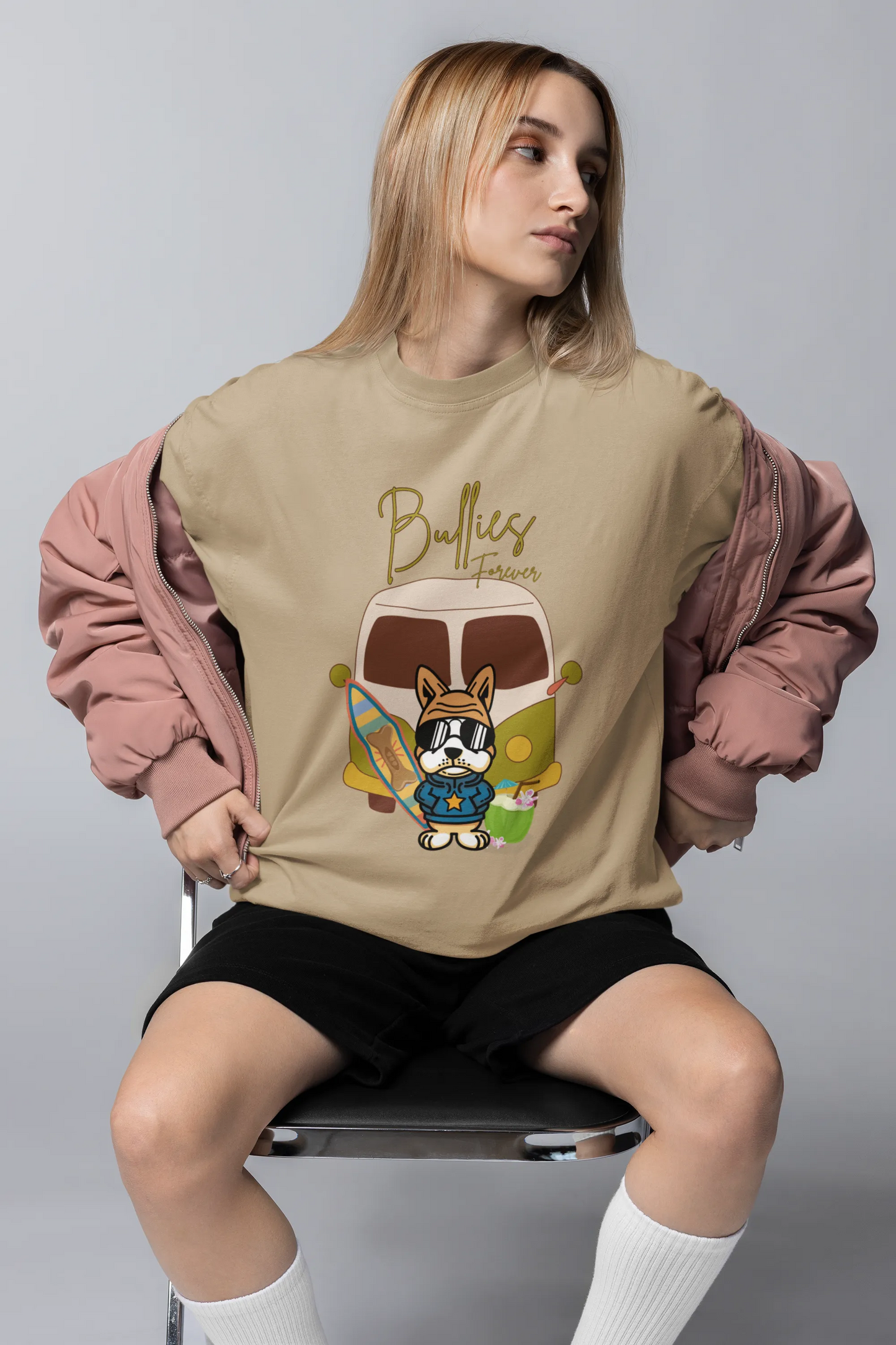 "Bullies Forever Surf Van T-Shirt – Cool French Bulldog Tee " | Women’s T-shirt for Animal Lovers