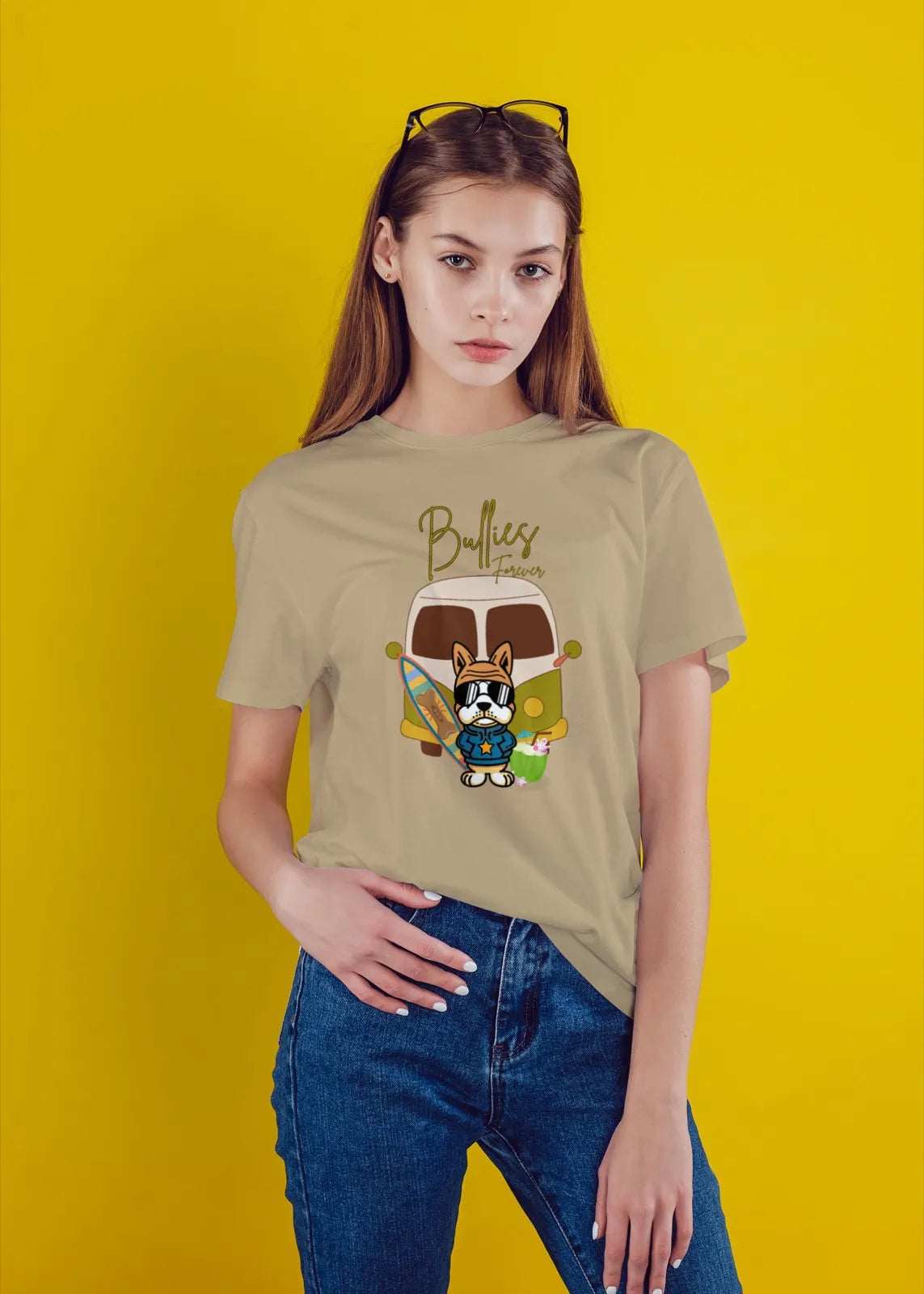 "Bullies Forever Surf Van T-Shirt – Cool French Bulldog Tee " | Women’s T-shirt for Animal Lovers