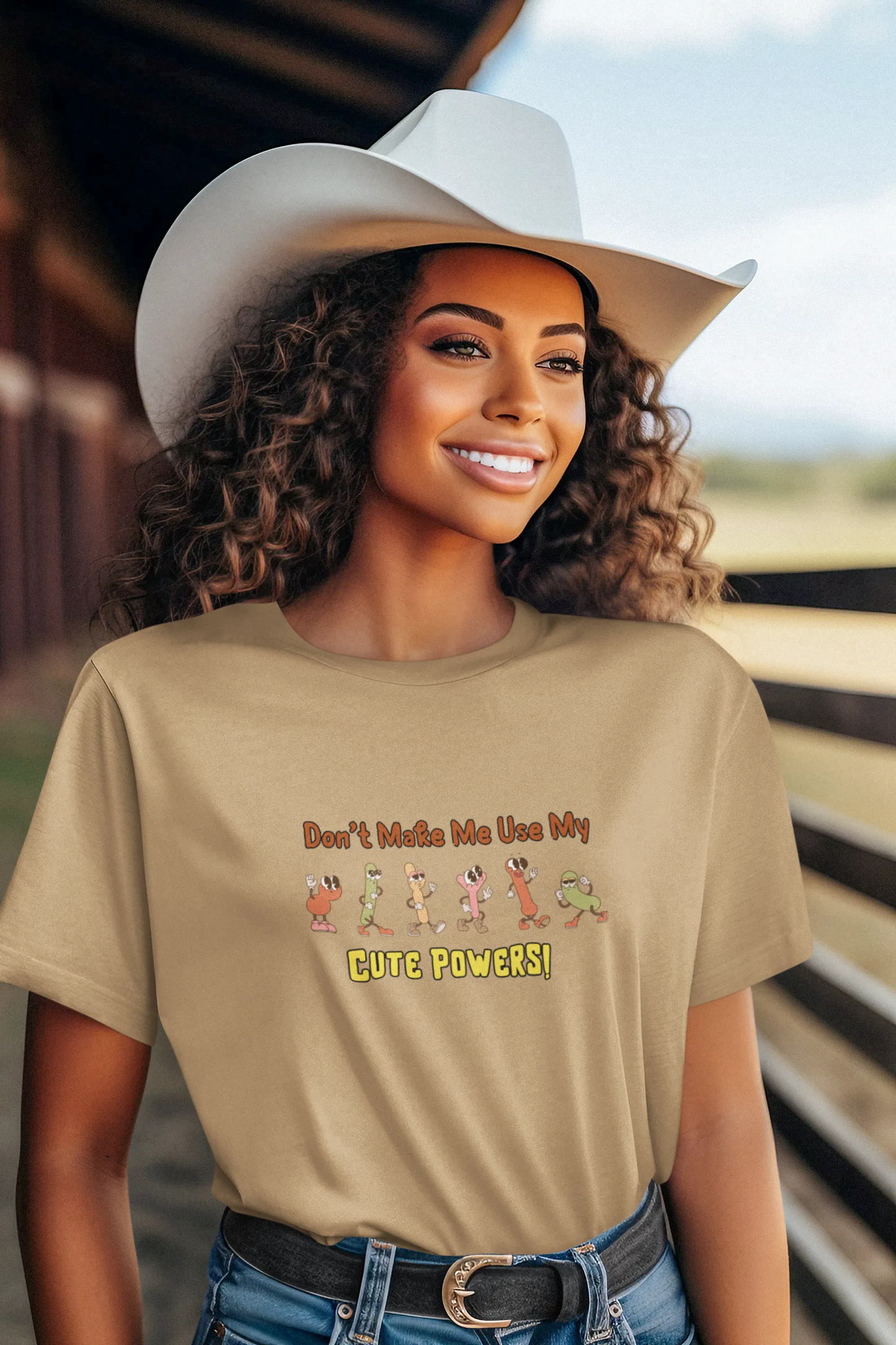 "Don’t Make Me Use My Cute Powers T-Shirt – Funny Cartoon Graphic Tee" | Women’s T-shirt for Cartoon Lovers