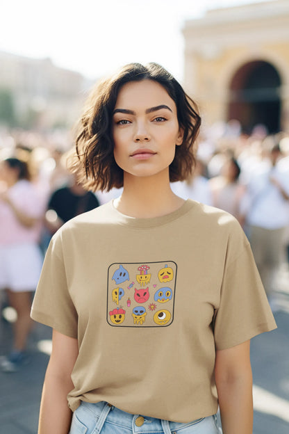 Funky Monster Face Cartoon T-Shirt for Women from Woven Weft
