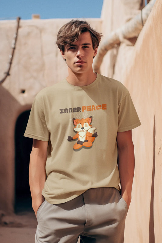 "Inner Peace Fox T-Shirt – Meditating Cartoon Vibes Graphic Tee for Calm Souls" | Men’s T-shirt for Cartoon Lovers