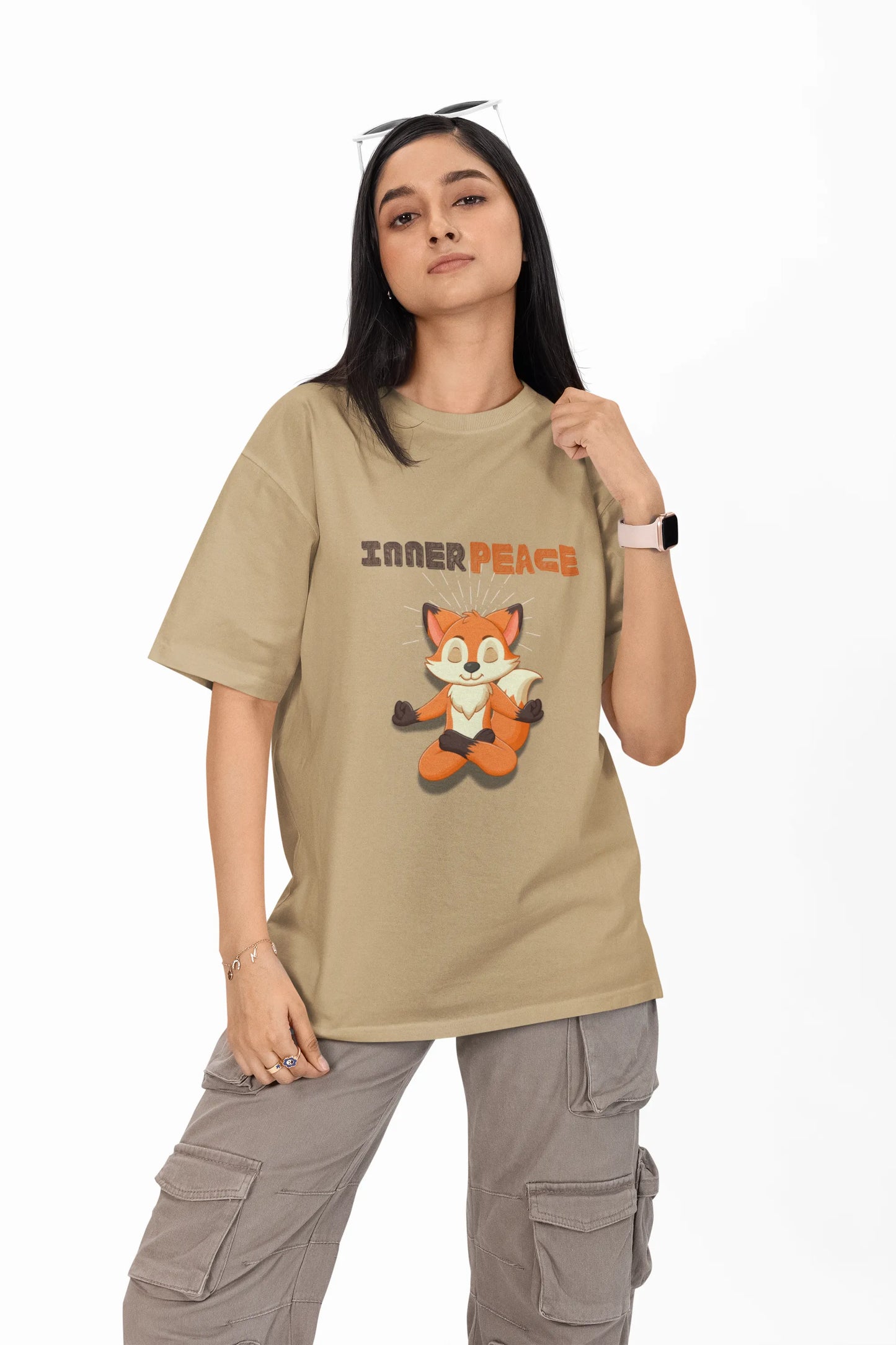 "Inner Peace Fox T-Shirt – Meditating Cartoon Vibes Graphic Tee for Calm Souls" | Women’s T-shirt for Cartoon Lovers