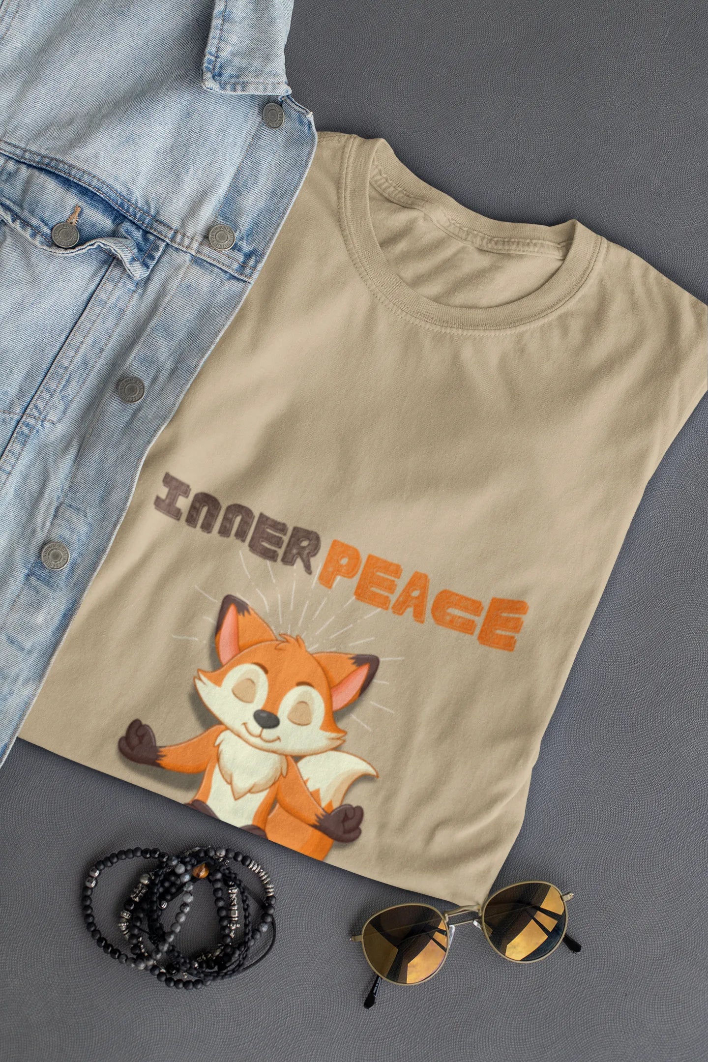 "Inner Peace Fox T-Shirt – Meditating Cartoon Vibes Graphic Tee for Calm Souls" | Women’s T-shirt for Cartoon Lovers