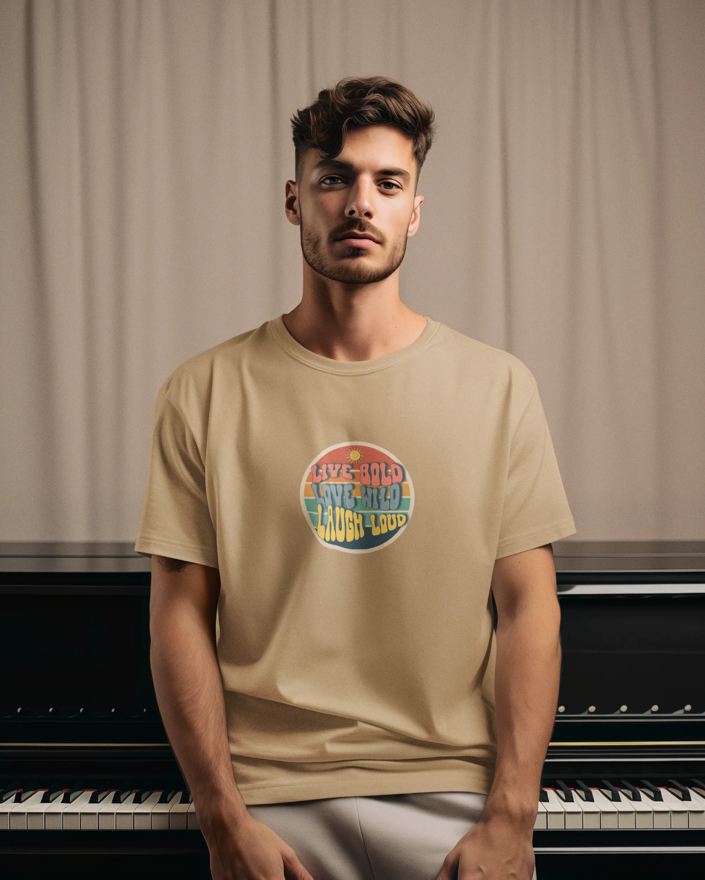 "Live Bold - Love Wild - Laugh Loud" | Men’s Motivational T-shirt
