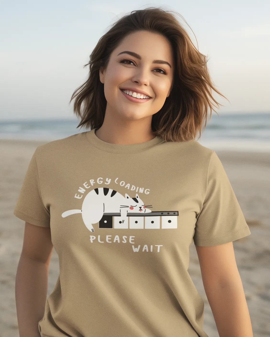 "Low Battery Mode Activated – Cute Lazy Cat Graphic Tee" | Women’s T-shirt for Animal Lovers