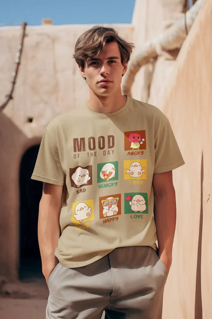 "Mood Chick Emotions T-Shirt – Cute Kawaii Cartoon Tee" | Men’s T-shirt for Animal Lovers