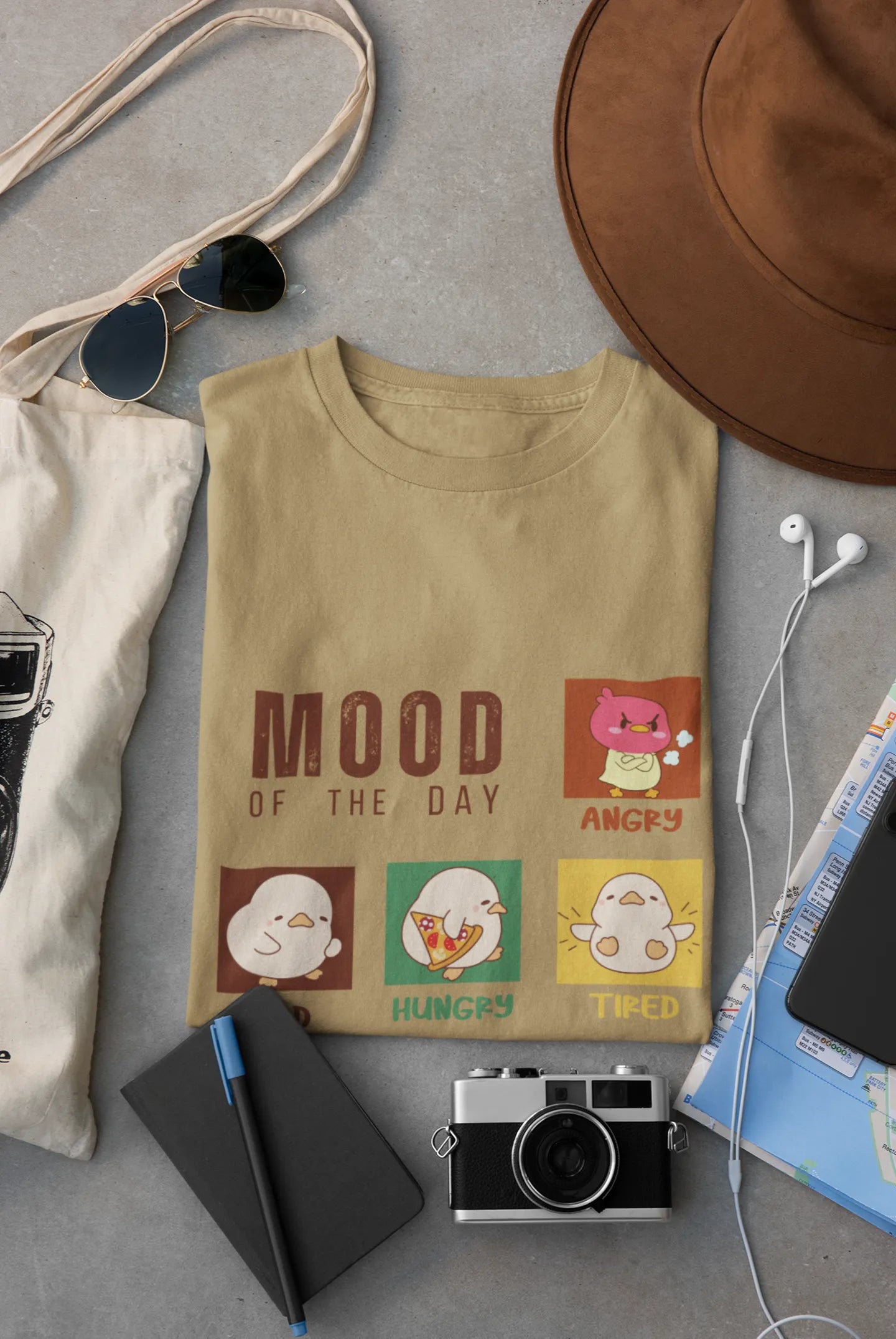 "Mood Chick Emotions T-Shirt – Cute Kawaii Cartoon Tee" | Men’s T-shirt for Animal Lovers