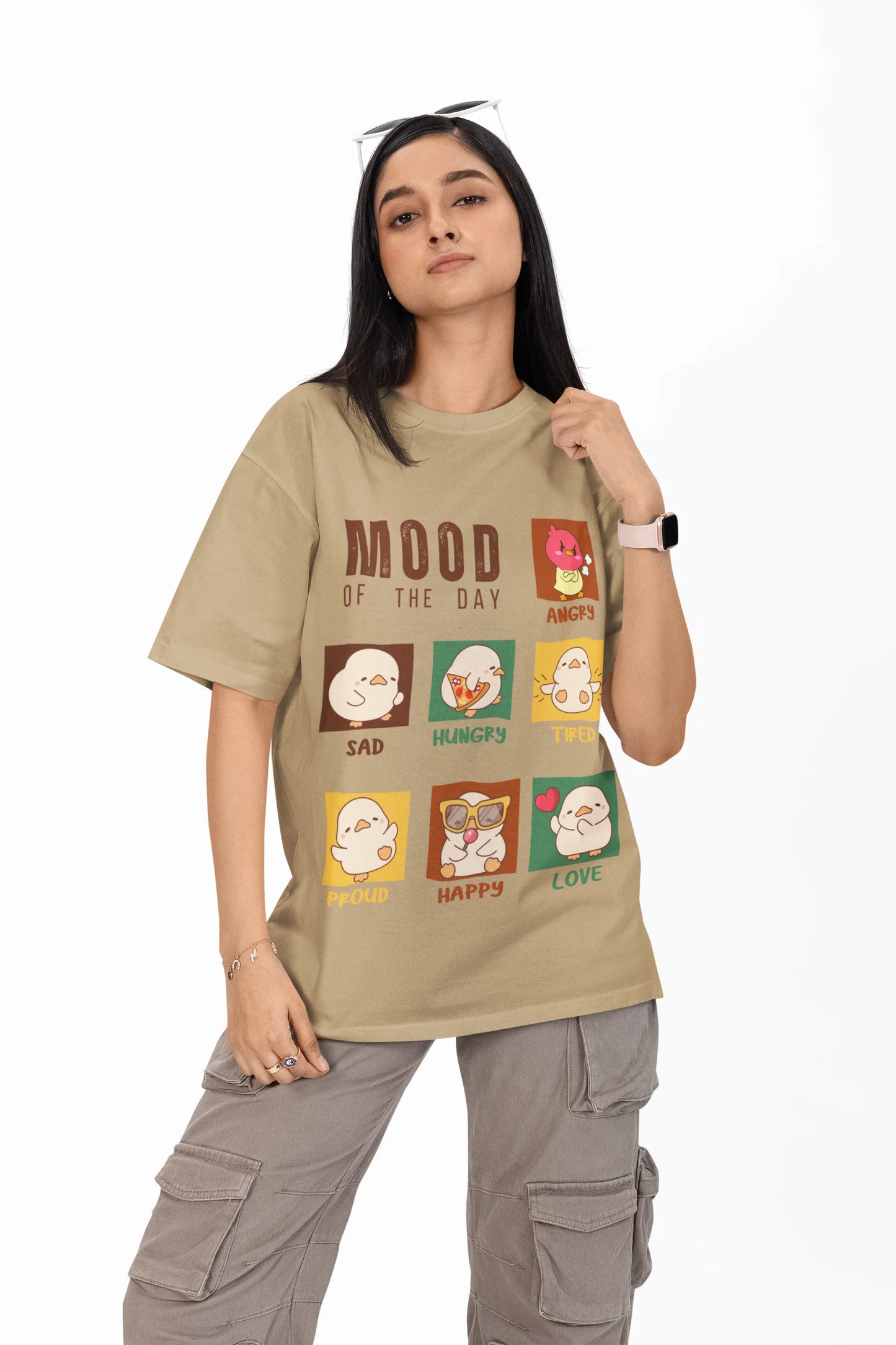 "Mood Chick Emotions T-Shirt – Cute Kawaii Cartoon Tee" | Women’s T-shirt for Animal Lovers