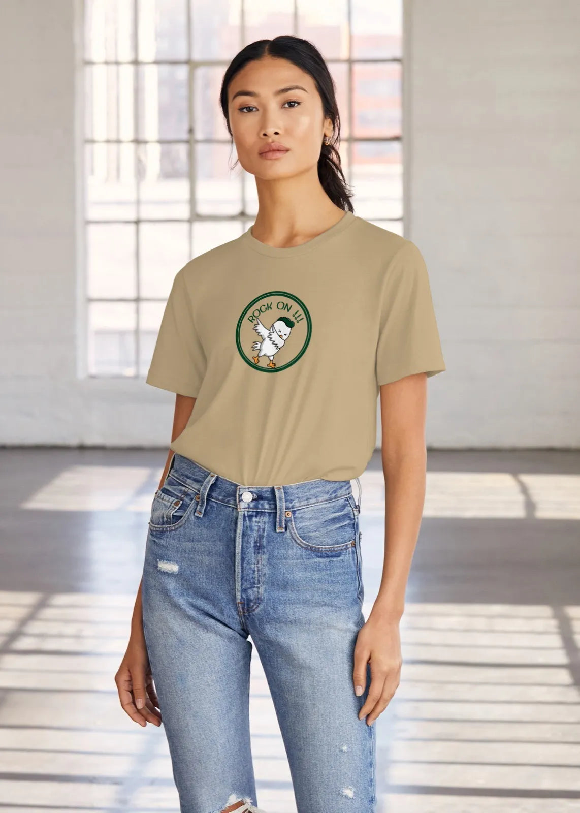Rock On Dabbing Chicken Graphic T-Shirt for Women