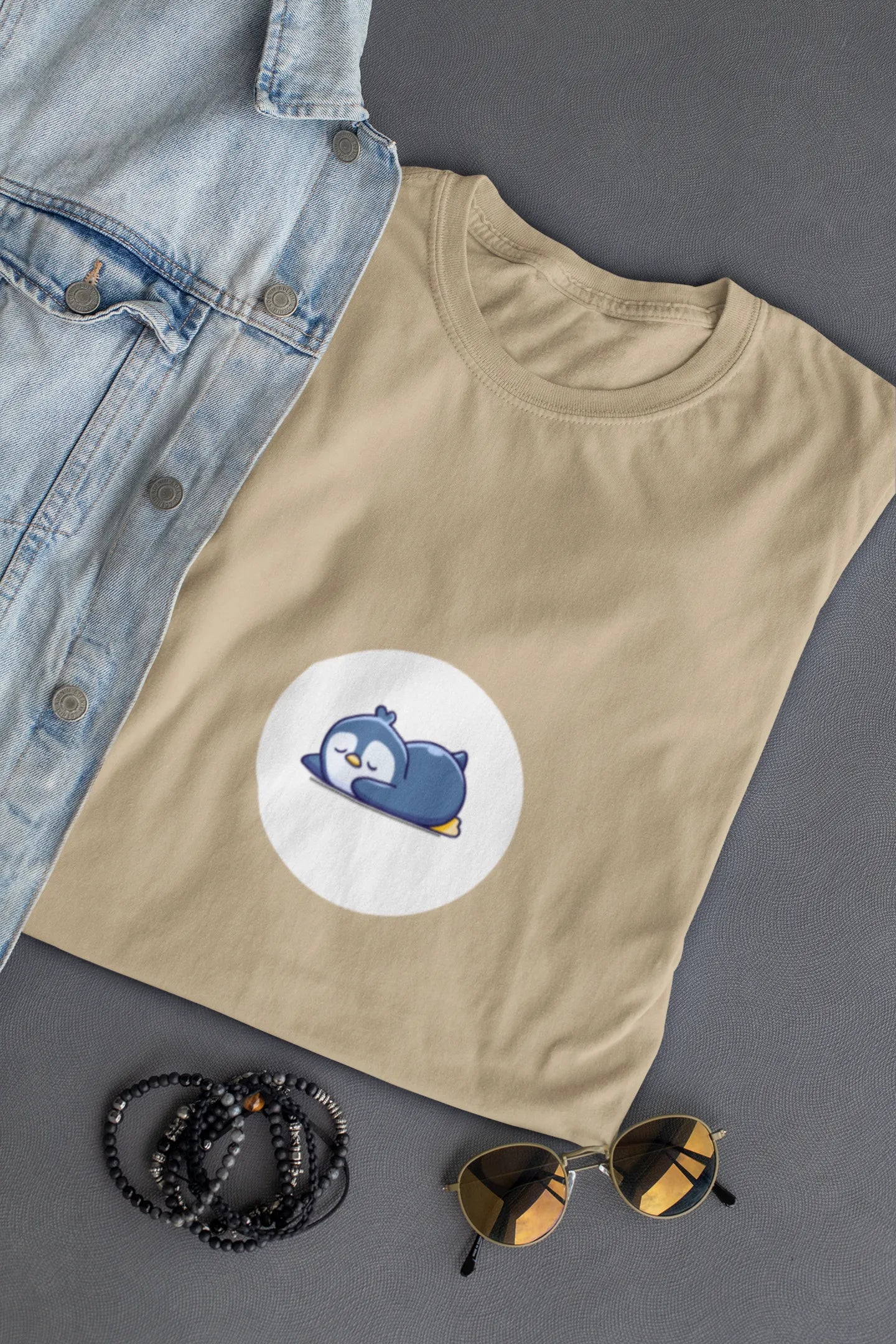 "Sleepy Penguin T-Shirt – Cute Chill Vibes Cartoon Tee" | Men’s T-shirt for Cartoon Lovers