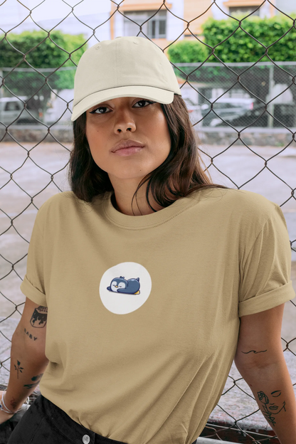 "Sleepy Penguin T-Shirt – Cute Chill Vibes Cartoon Tee" | Women’s T-shirt for Cartoon Lovers