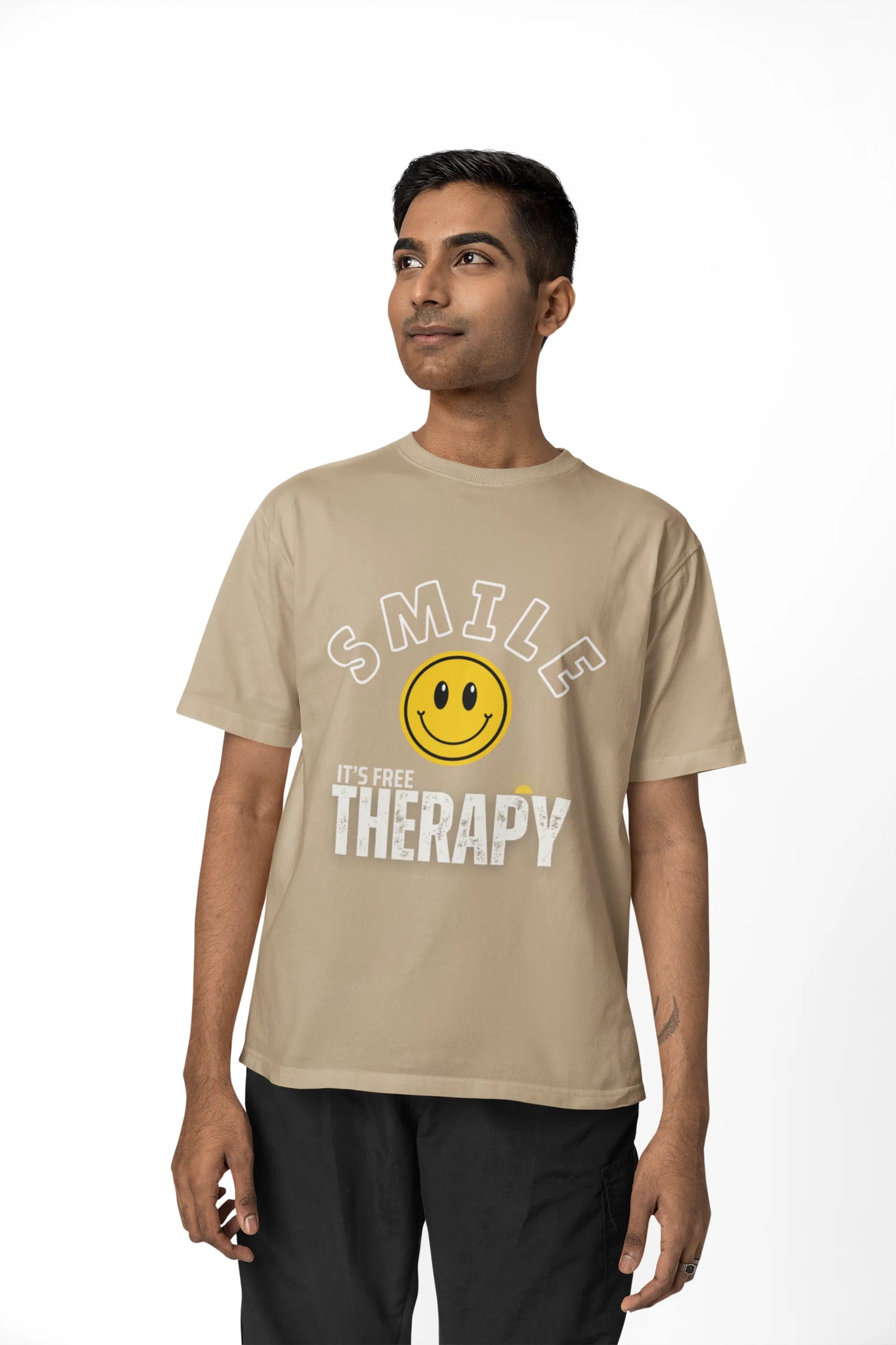 "Smile - It's Free Therapy" | Men’s Motivational T-shirt