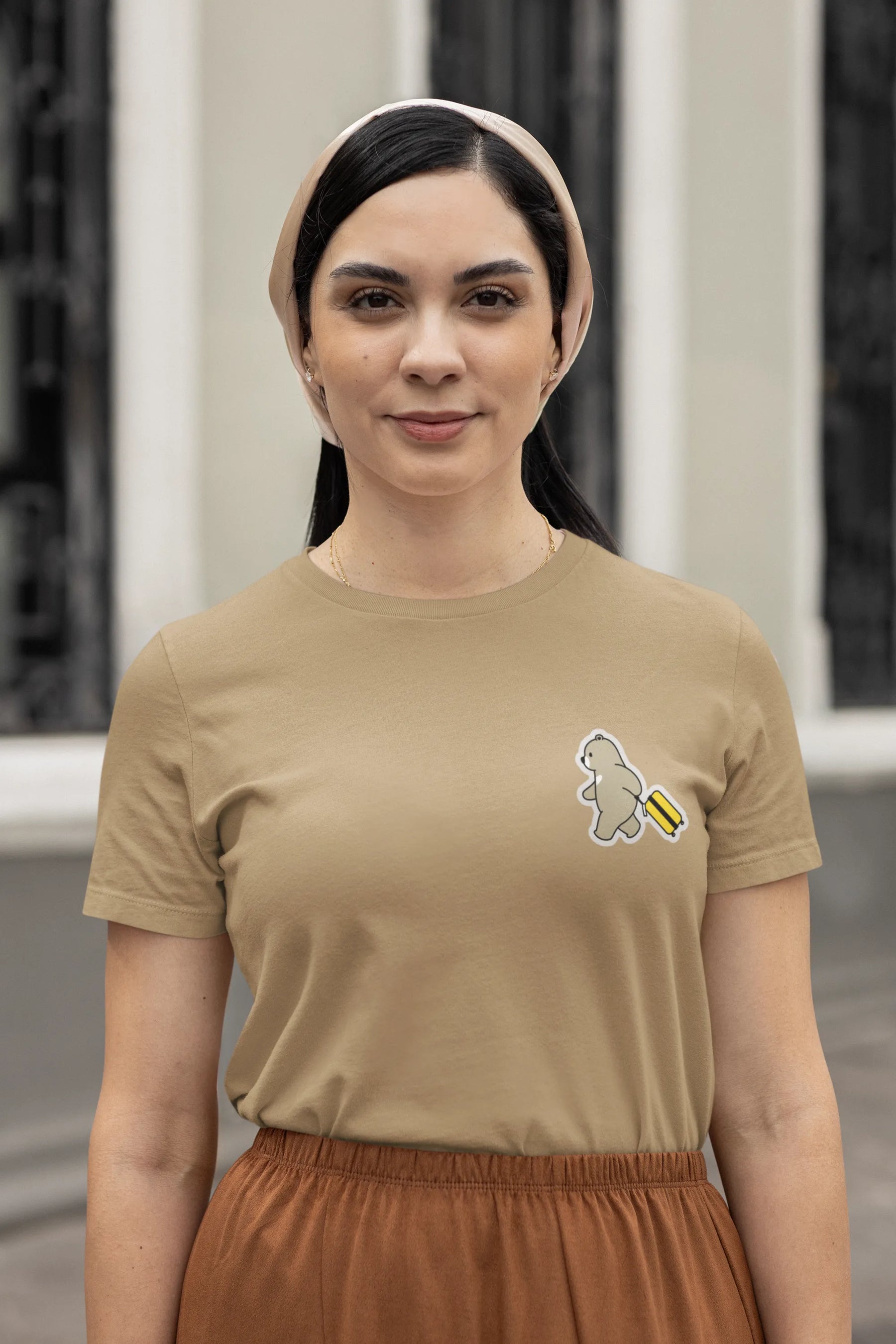 Wander Bear – Playful Travel Bear T-Shirt for Women
