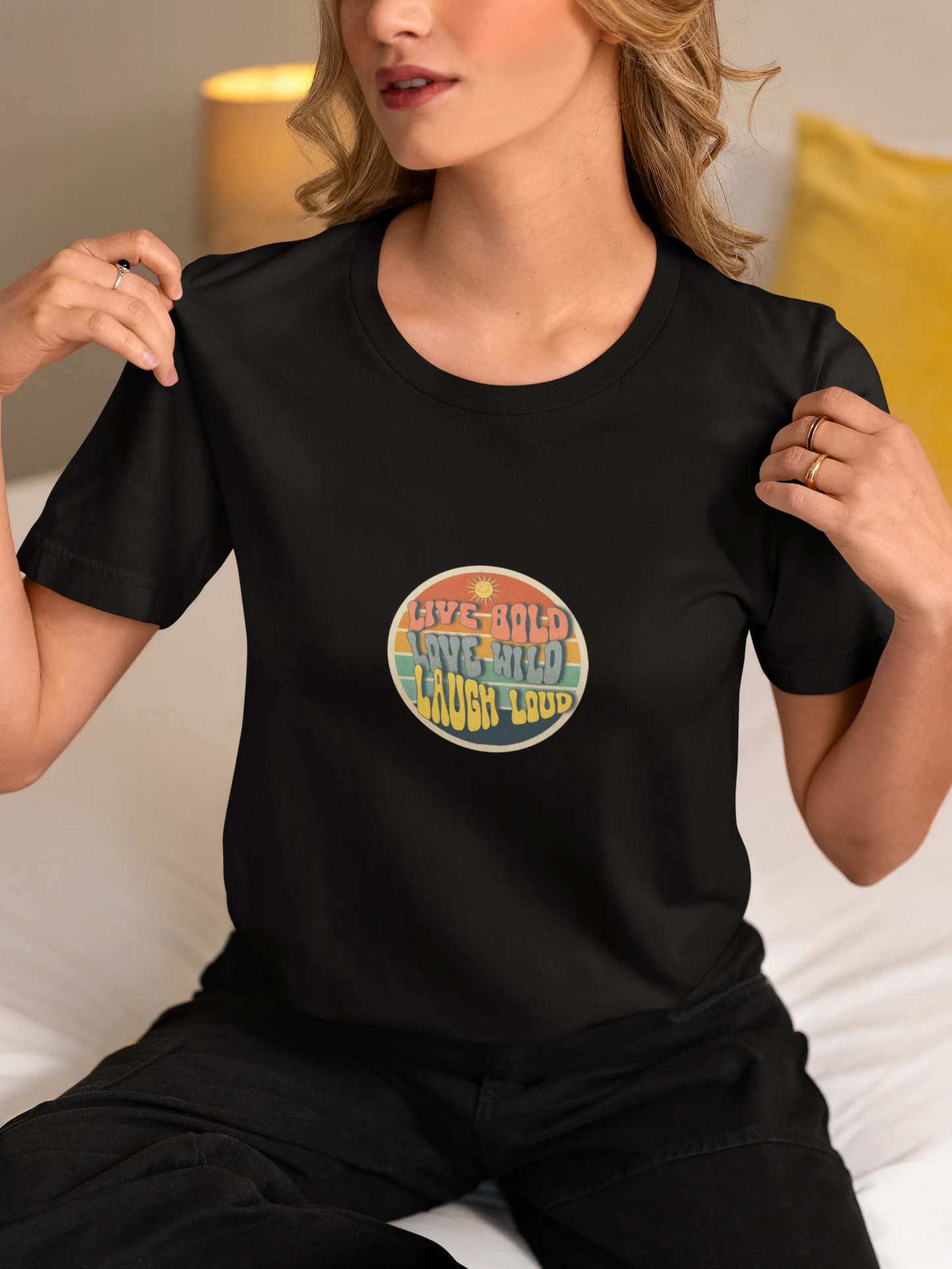 "Live Bold_Love Wild_Laugh Loud" | Women’s Motivational T-shirt