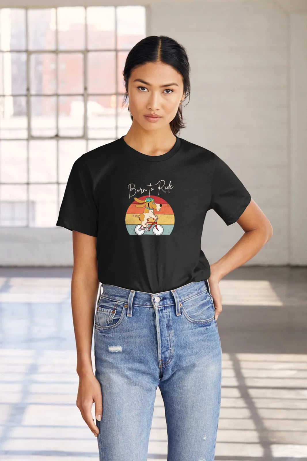"Born to Ride – Adventure Dog Biking T-Shirt for Those Who Love the Outdoors" | Women’s T-shirt for Animal Lovers