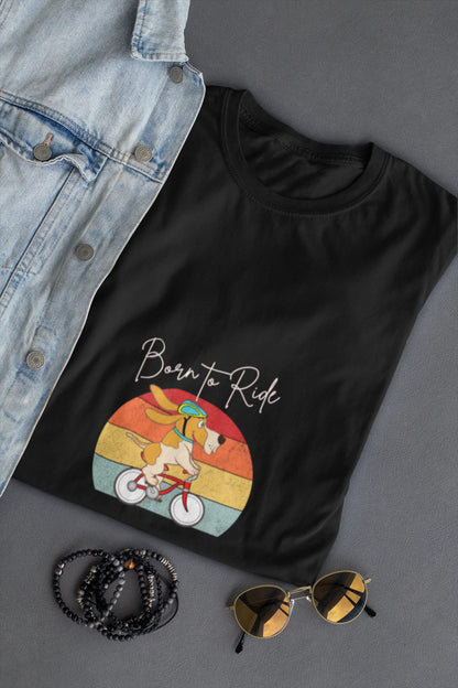 "Born to Ride – Adventure Dog Biking T-Shirt for Those Who Love the Outdoors" | Women’s T-shirt for Animal Lovers