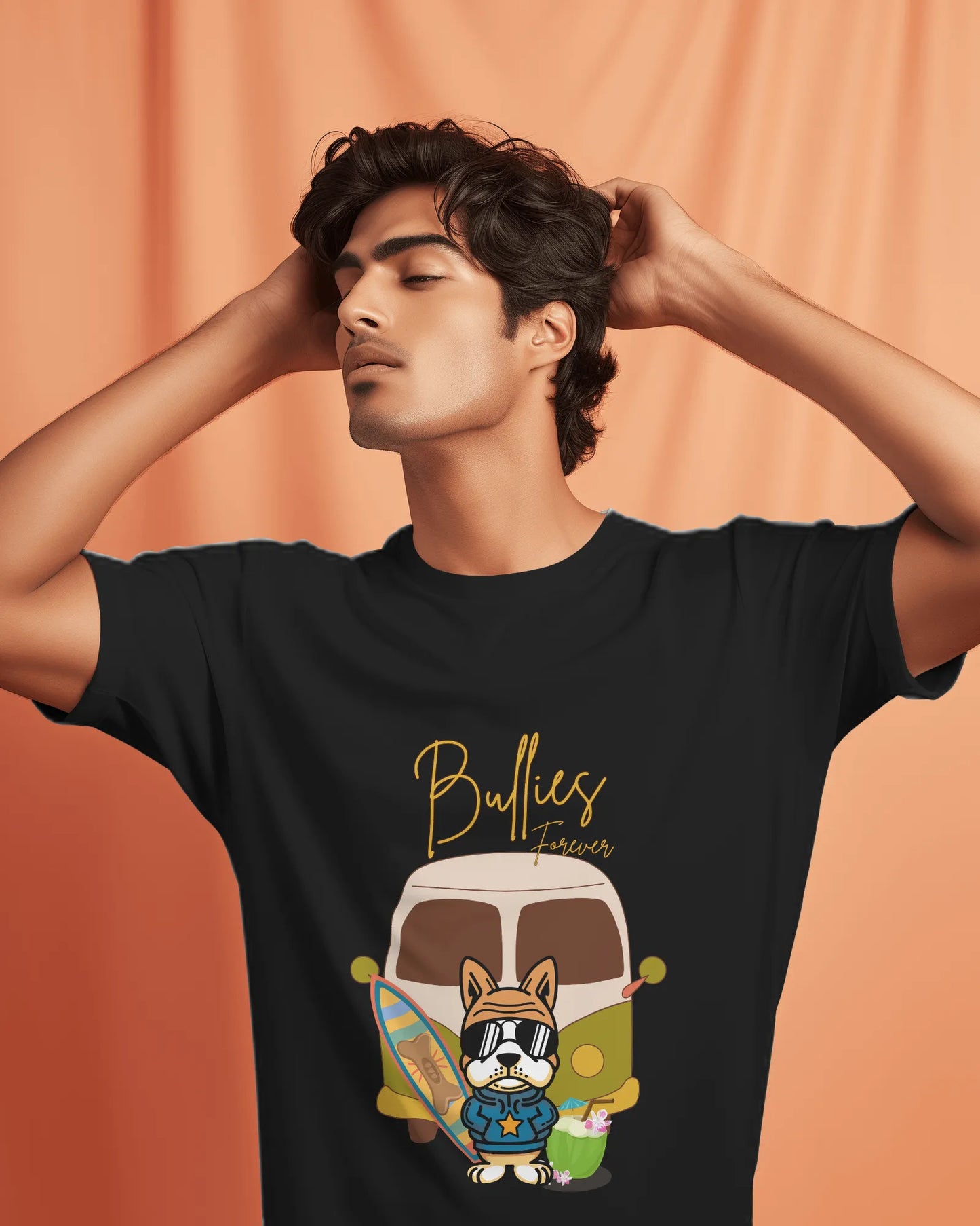 "Bullies Forever Surf Van T-Shirt – Cool French Bulldog Tee " | Men’s T-shirt for Animal Lovers