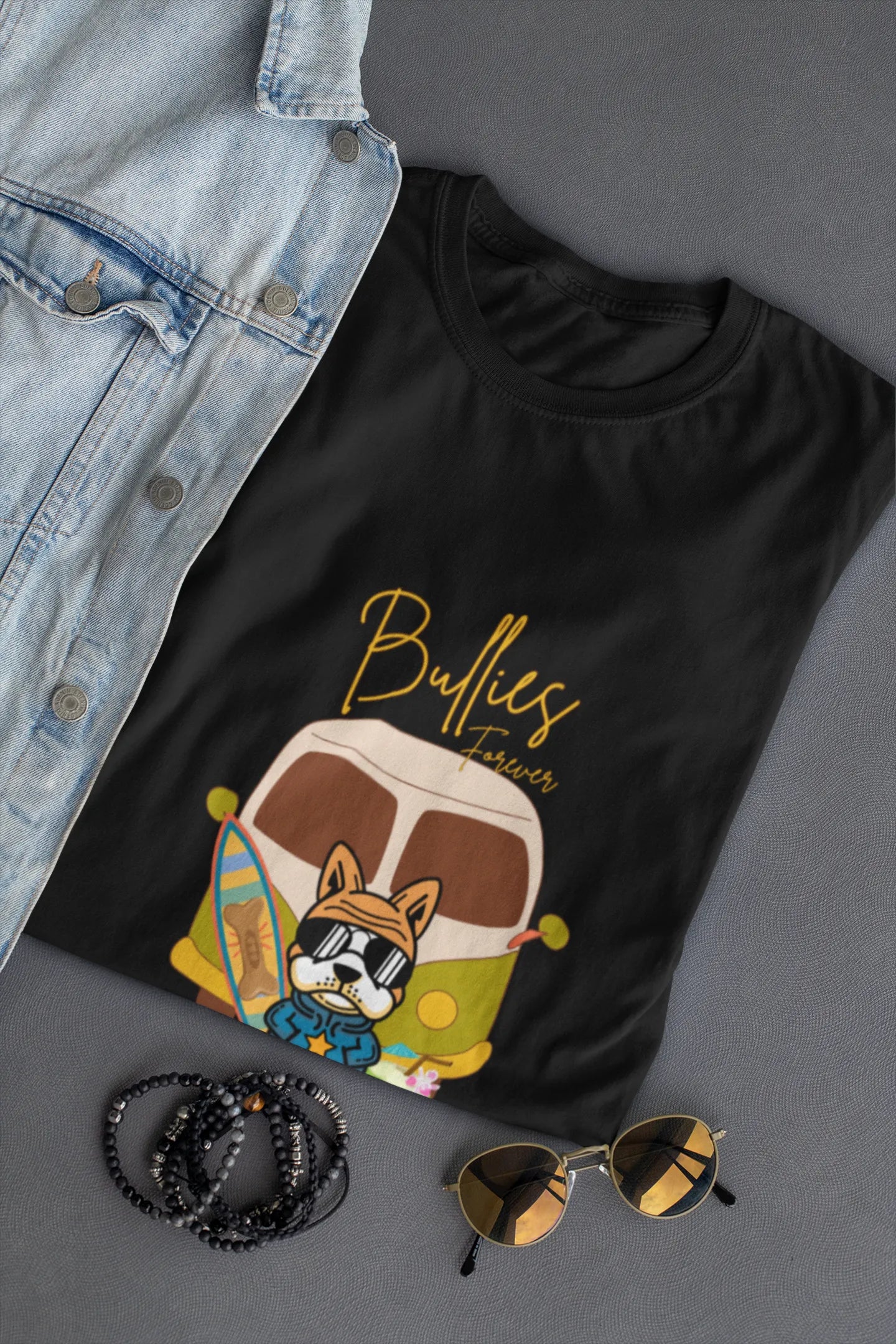 "Bullies Forever Surf Van T-Shirt – Cool French Bulldog Tee " | Women’s T-shirt for Animal Lovers
