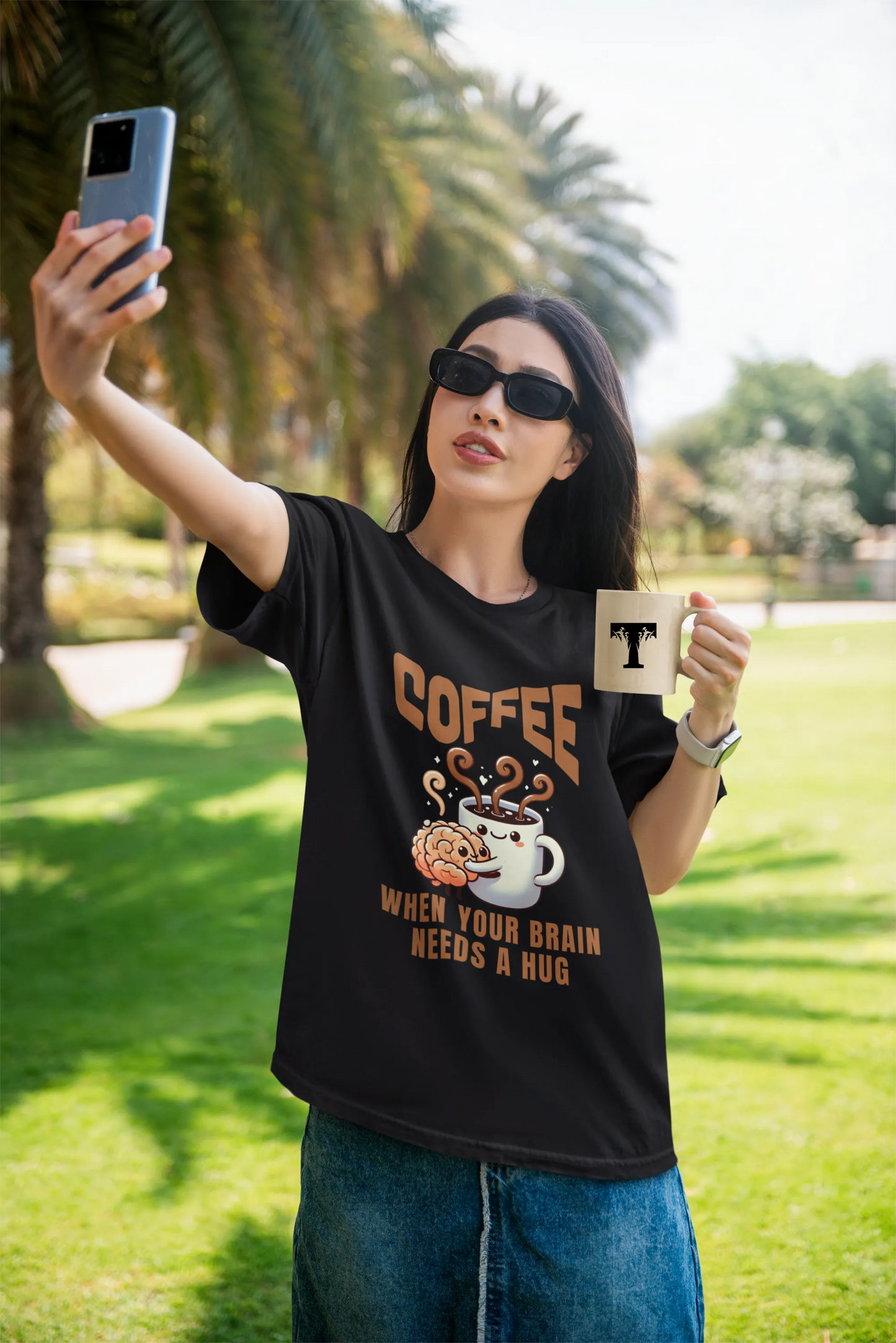 "Coffee - When Your Brain Needs A Hug" | Women’s Coffee Lovers T-shirt