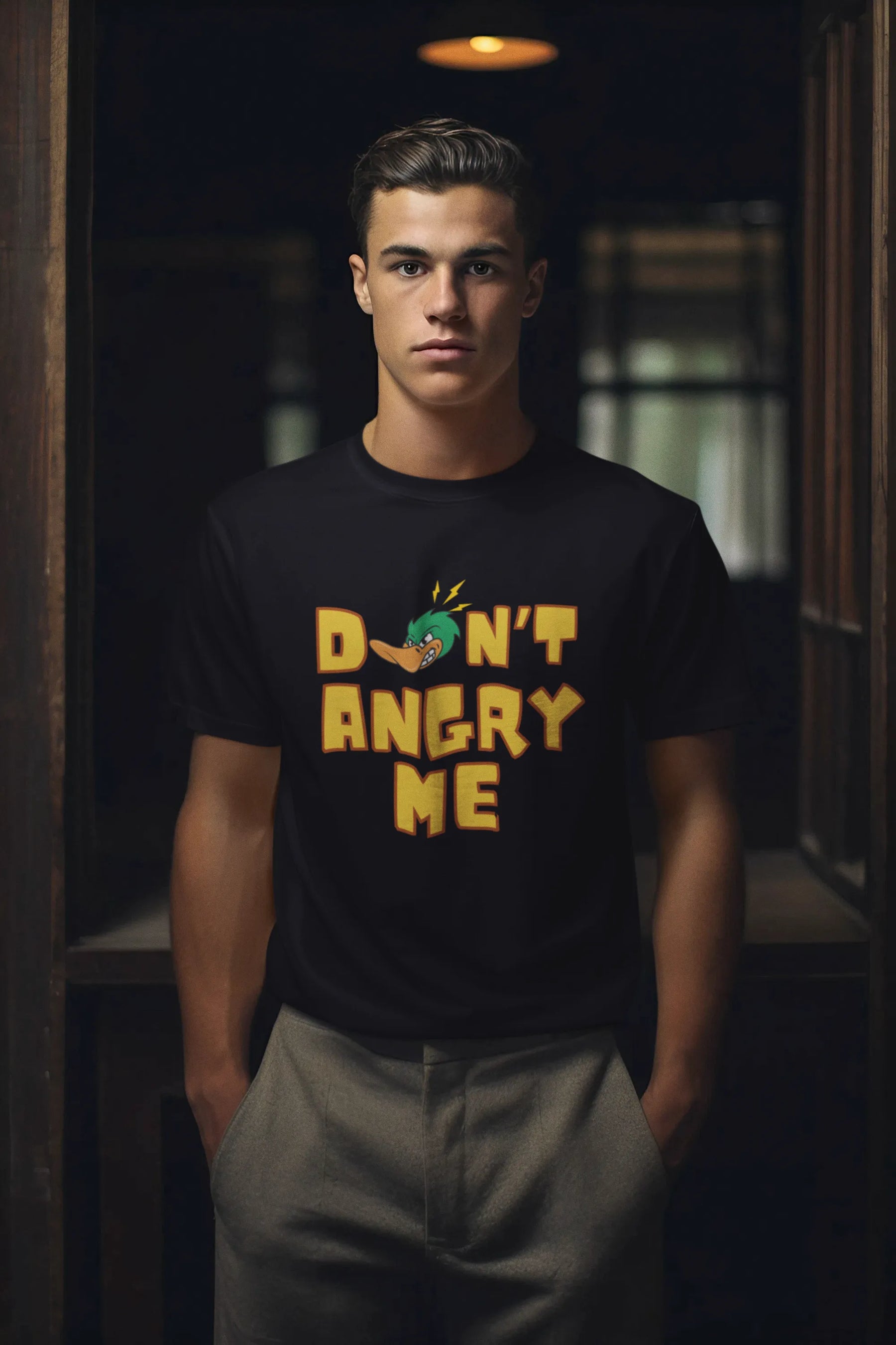 "Don’t Angry Me – Angry Duck Attitude T-Shirt" | Men’s T-shirt for Animal Lovers