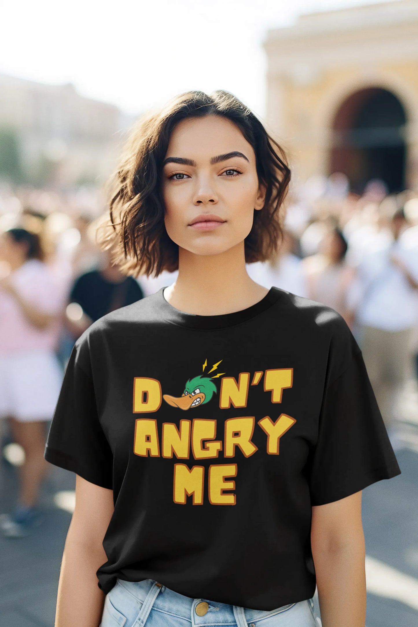 "Don’t Angry Me – Angry Duck Attitude T-Shirt" | Women’s T-shirt for Animal Lovers