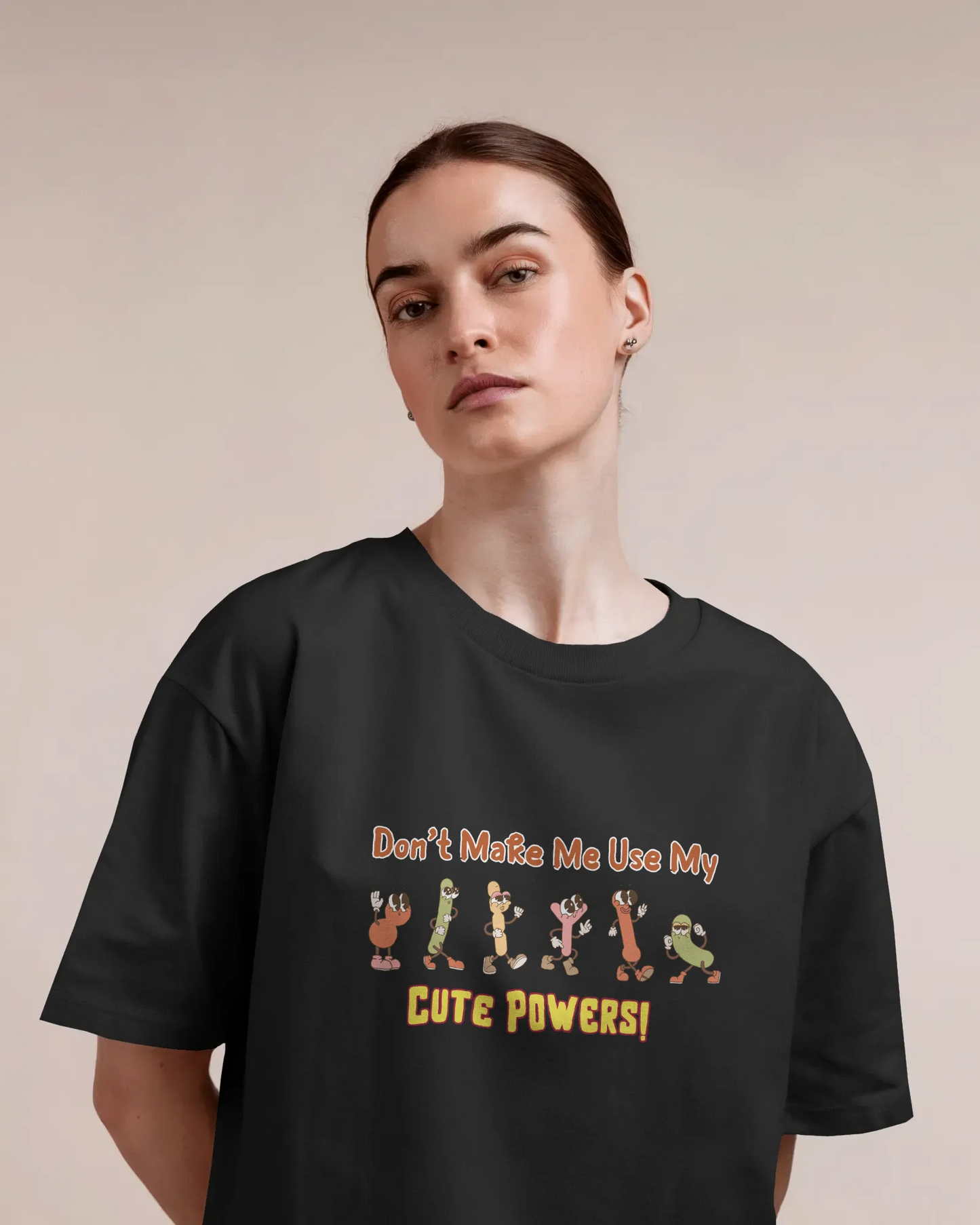 "Don’t Make Me Use My Cute Powers T-Shirt – Funny Cartoon Graphic Tee" | Women’s T-shirt for Cartoon Lovers