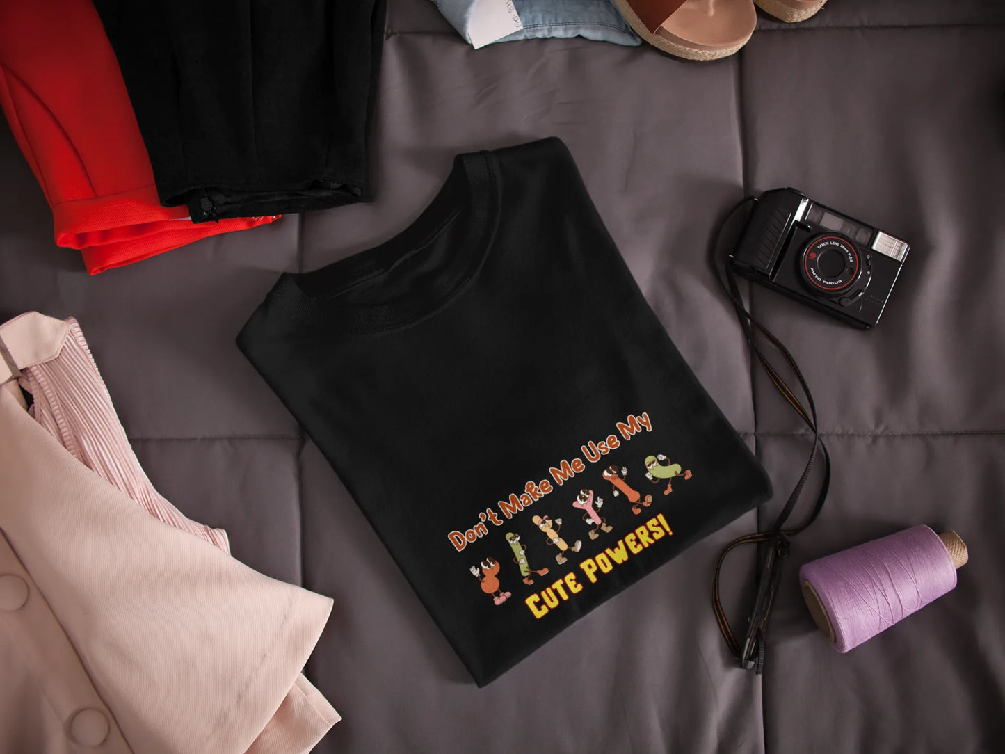 "Don’t Make Me Use My Cute Powers T-Shirt – Funny Cartoon Graphic Tee" | Women’s T-shirt for Cartoon Lovers