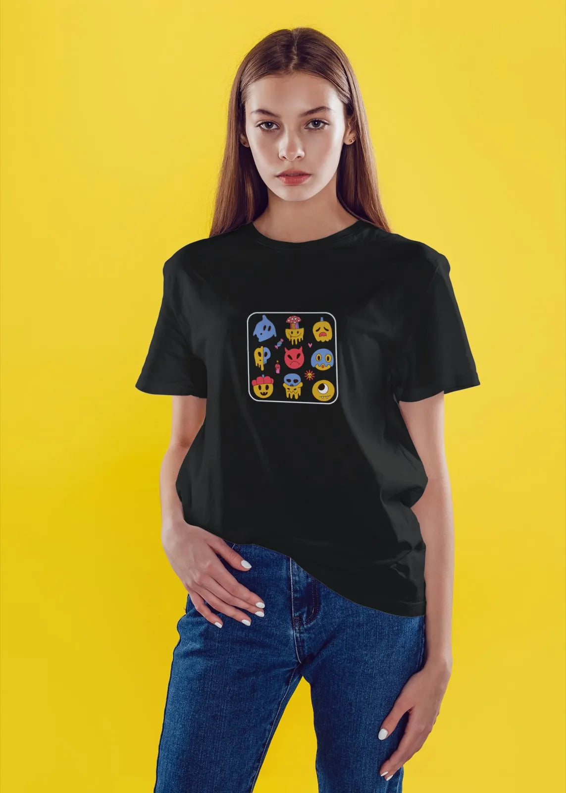 Funky Monster Face Cartoon T-Shirt for Women from Woven Weft