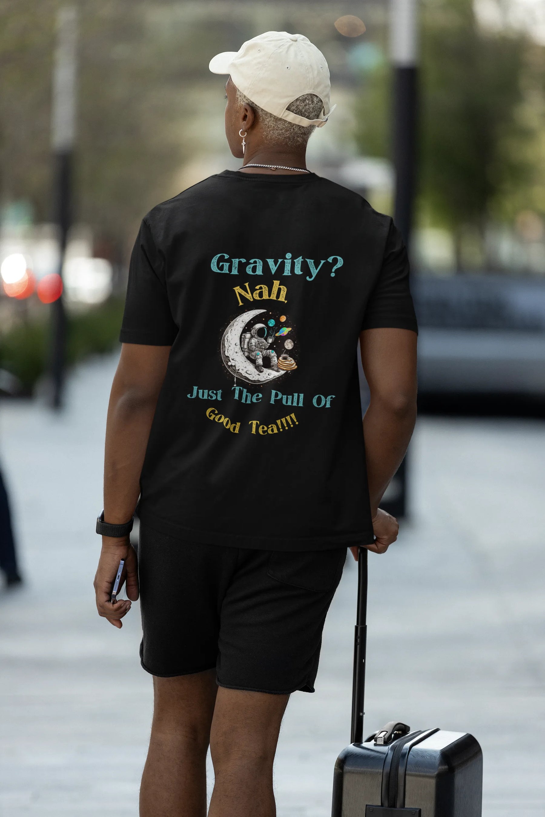 "Gravity? Nah - Just The Pull of Good Tea" | Men’s T-shirt for Tea Lovers
