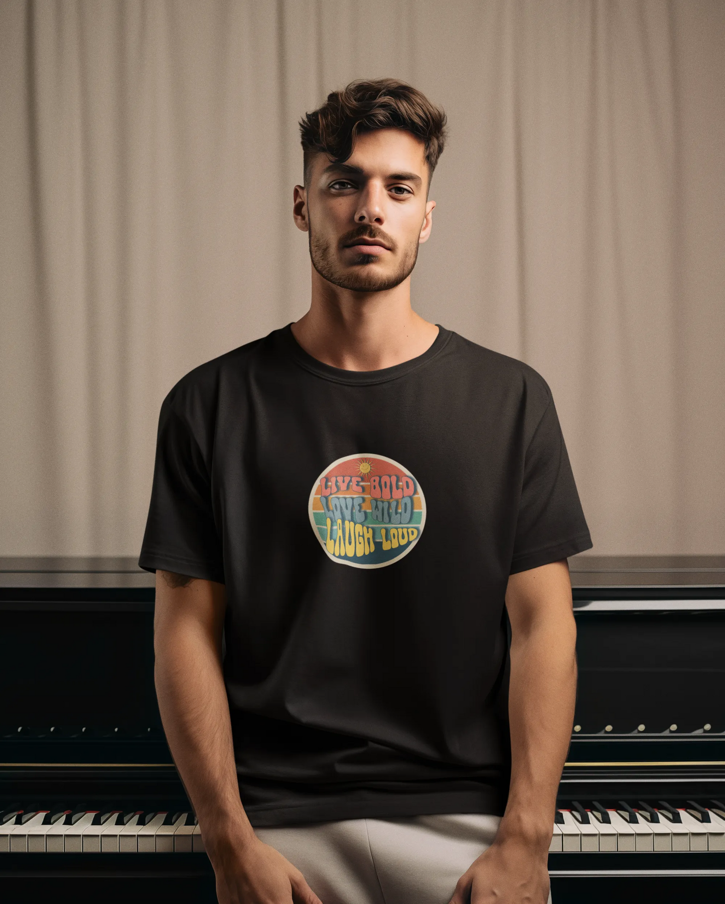 "Live Bold - Love Wild - Laugh Loud" | Men’s Motivational T-shirt