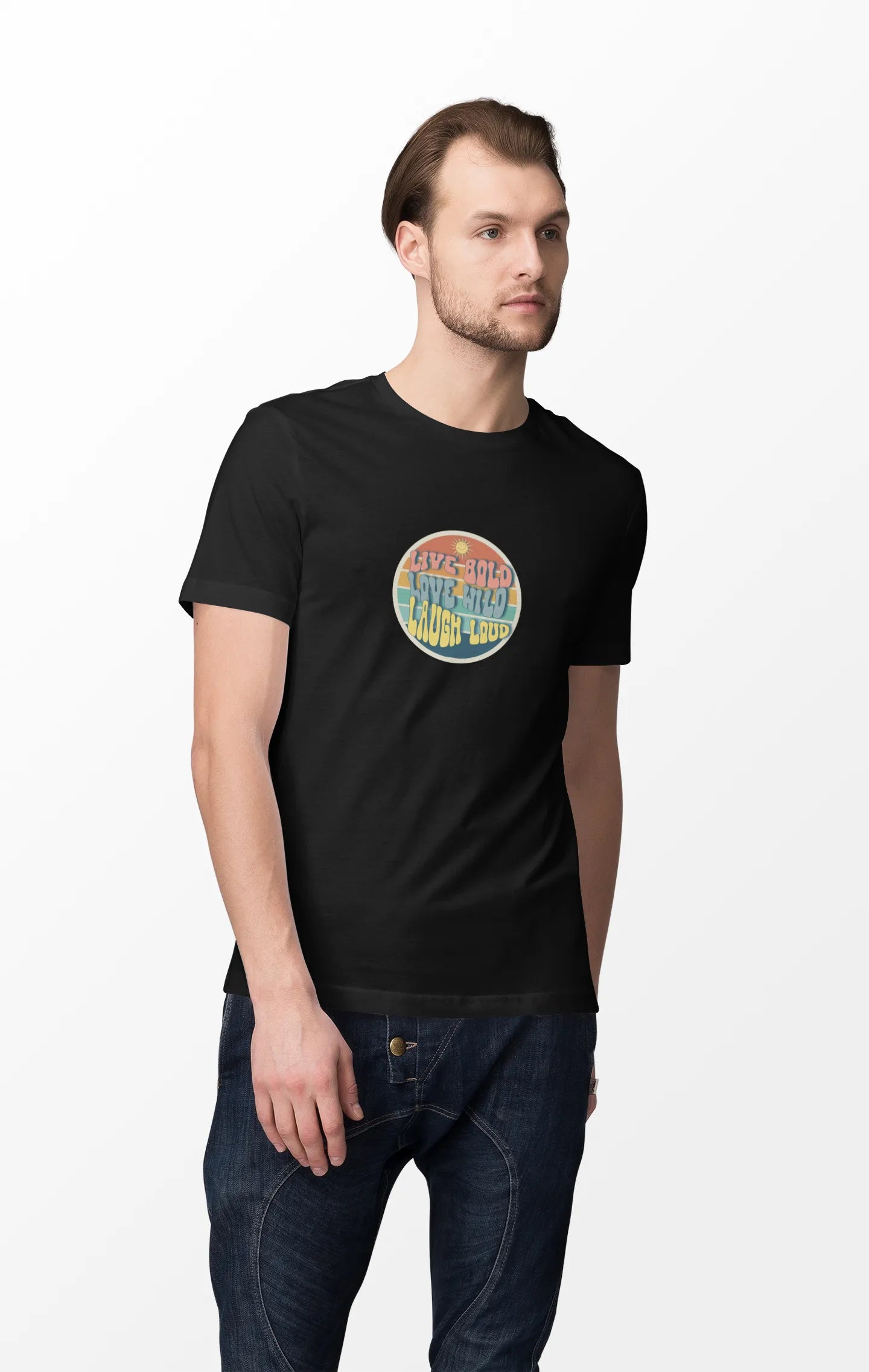 "Live Bold - Love Wild - Laugh Loud" | Men’s Motivational T-shirt