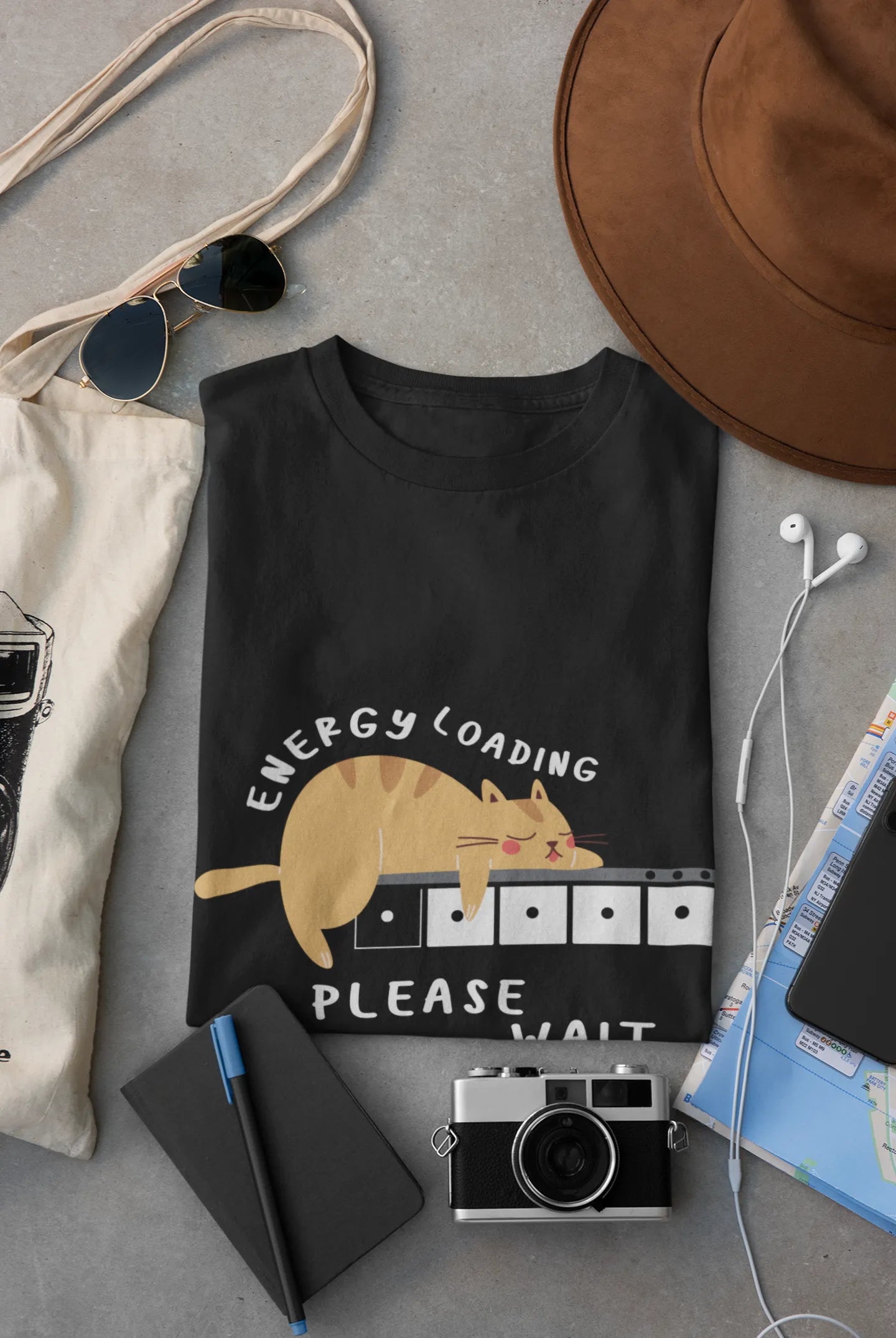 "Low Battery Mode Activated – Cute Lazy Cat Graphic Tee" | Women’s T-shirt for Animal Lovers